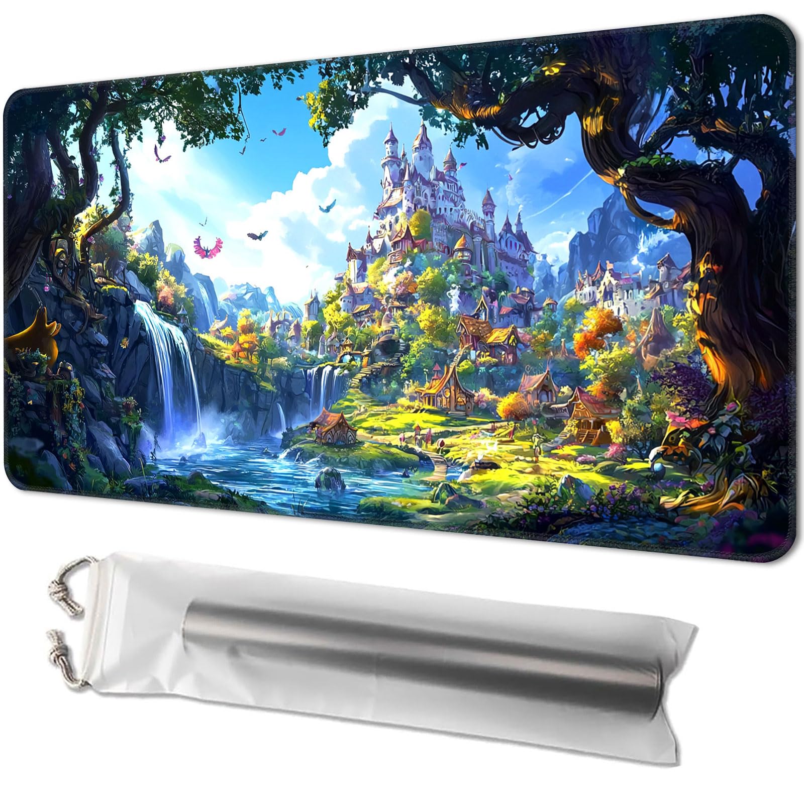 Playmat for TCG, with Free Storage Bags, Game Mat 24 x 14 inches, MTG and Board Game Mat for Cards, Ideal for Card Game Enthusiasts, Enchanted Forest