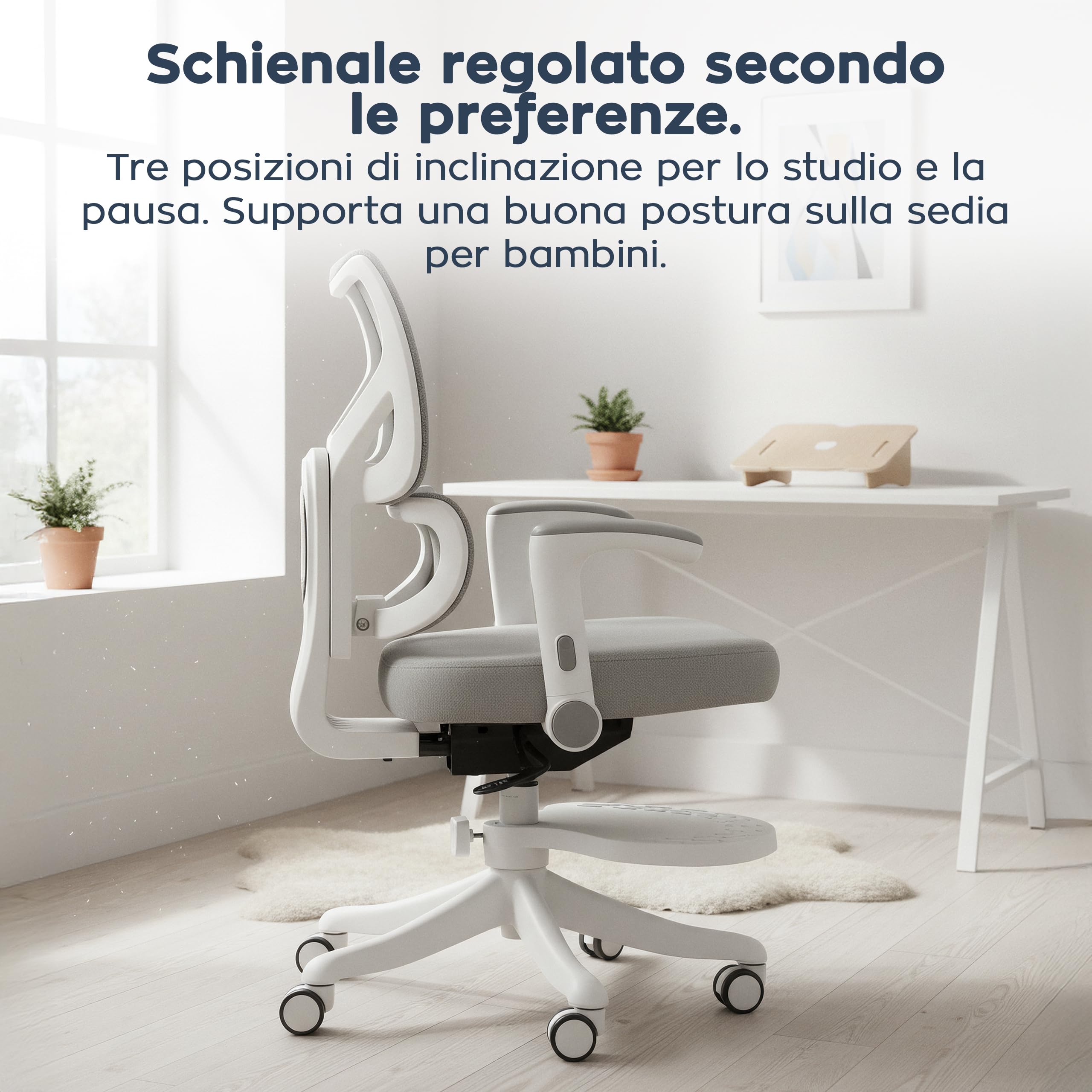 MARK ADLER Junior 5.3 – Supporta la postura durante studio e compiti – Ideale per cameretta bambini e ragazzi – Cresce con il bambino fino a 175 cm – Stabilità e comfort quotidiano – Grigo