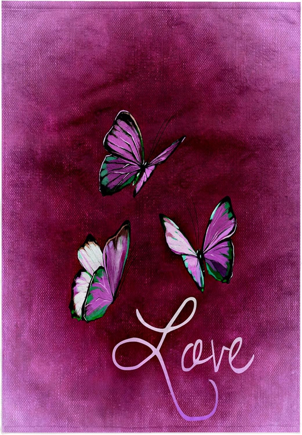 3D Rose TWL_236718_1 Love Style with Butterfly & Pink Background Towel, 15" x 22"