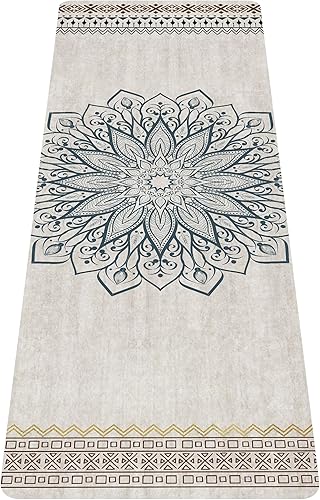 nuveti Alfombrilla de yoga de viaje estampada, 116 pulgadas de grosor, antideslizante, con bolsa de transporte, plegable, ligera, gamuza y goma