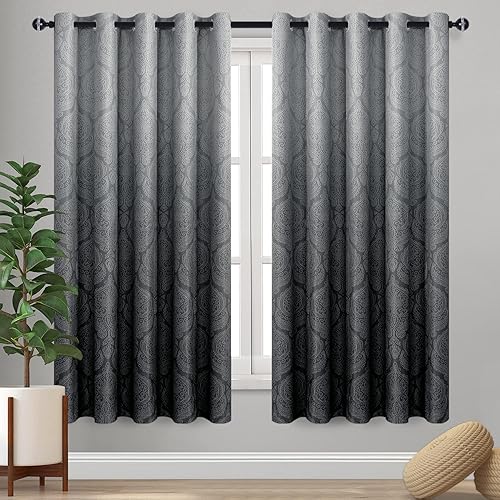 Miniatura 27 de DWCN - Cortinas blackout para dormitorio, diseño de damasco con aislamiento térmico y ojales, para sala de estar, juego de 2 paneles de cortina