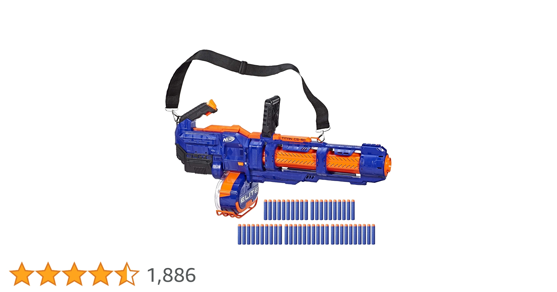 NERF Elite Titan CS-50 Toy Blaster - Fully Motorized, 50-Dart Drum