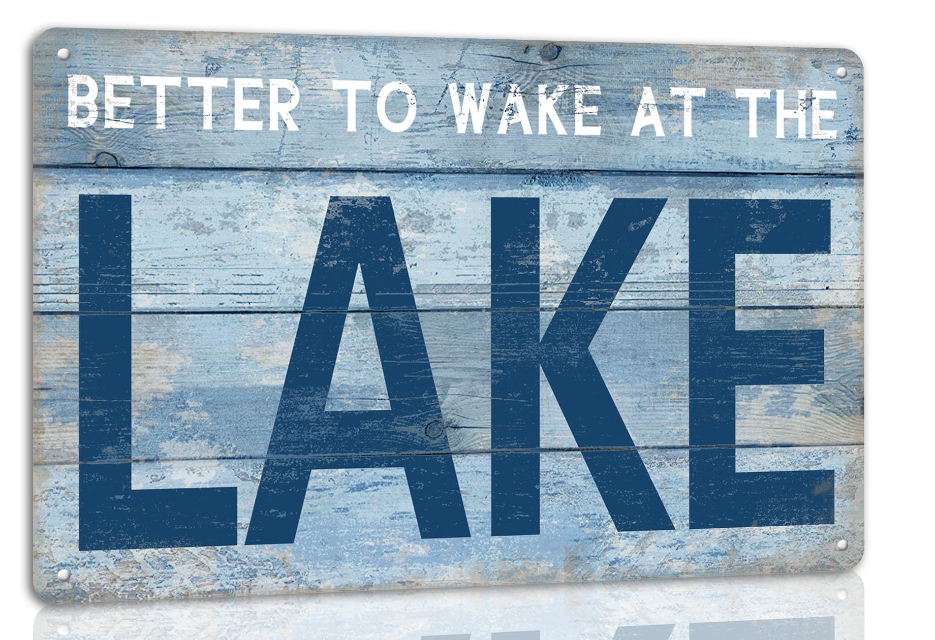 SMAZDFXX Better to Wake at the Lake Metal Tin Signs Retro Vintage Sign for Home Farmhouse Lake House Wall Decor 12"x16"