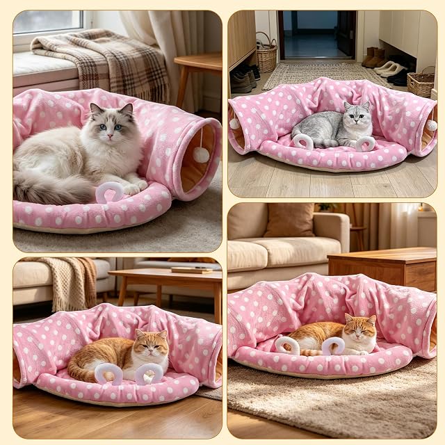 Foto 5 de 6 de PETCUTE Juguetes Túneles para Gatos Juguete Interactivo en casa Camas para Gatos Conejo Túneles Plegable