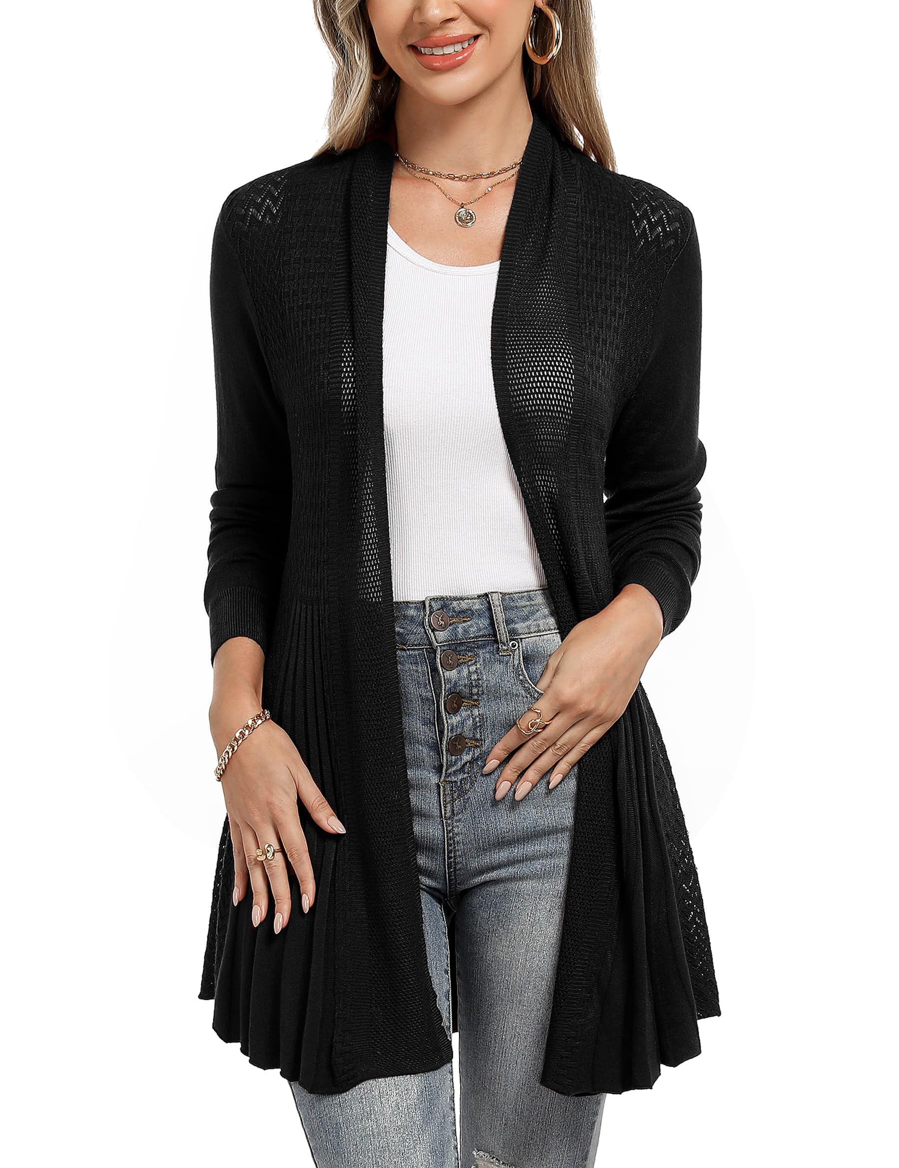 iClosam Cardigan Donna Lungo a Maniche Lunghe Leggero Aperto Elegante Casual