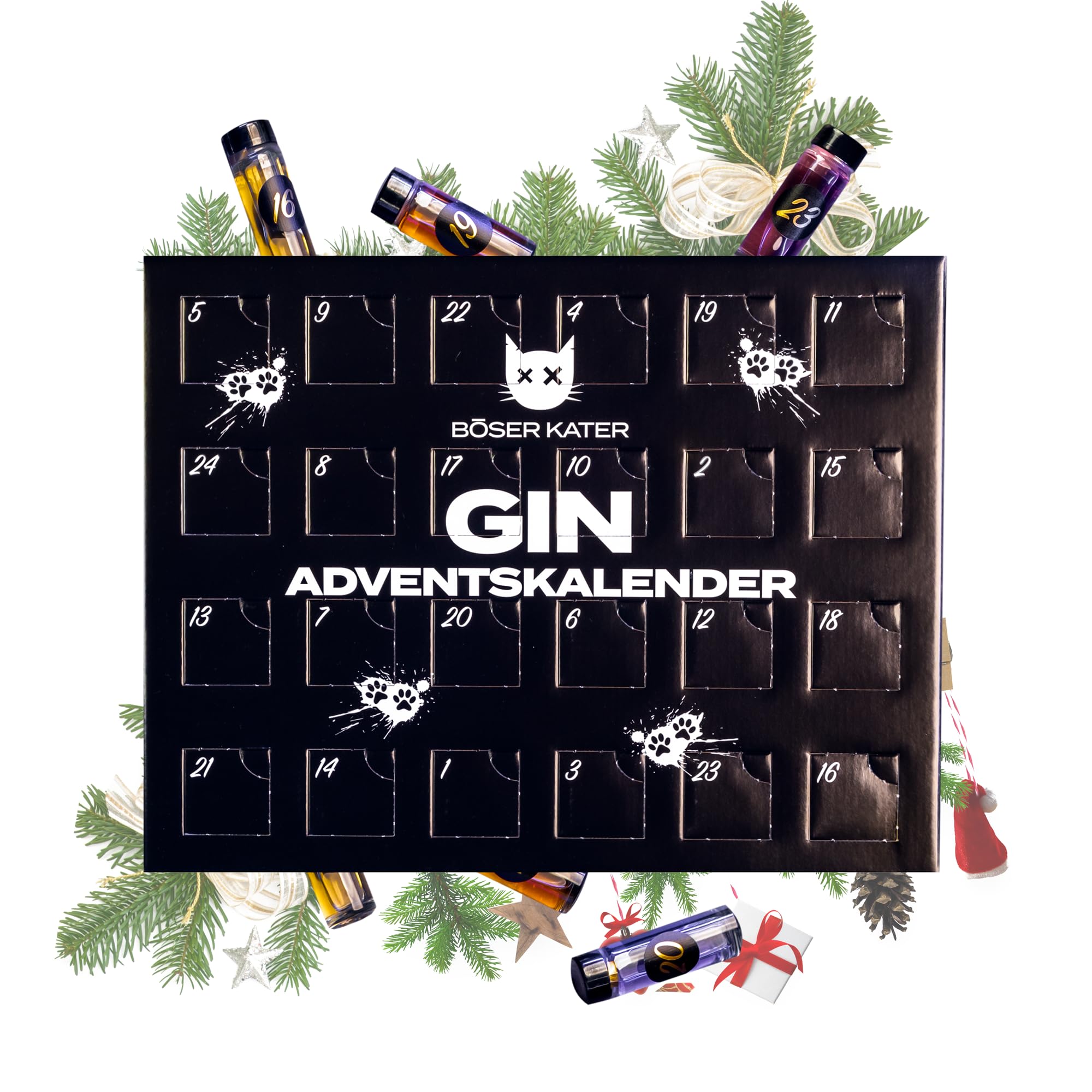 BÖSER KATER Gin Adventskalender | Die perfekte Geschenkidee | Weihnachtskalender für Katzen- und Gin-Liebhaber | Limitierte Auflage | 24 spannende Türchen mit außergewöhnlichen & exklusiven Sorten