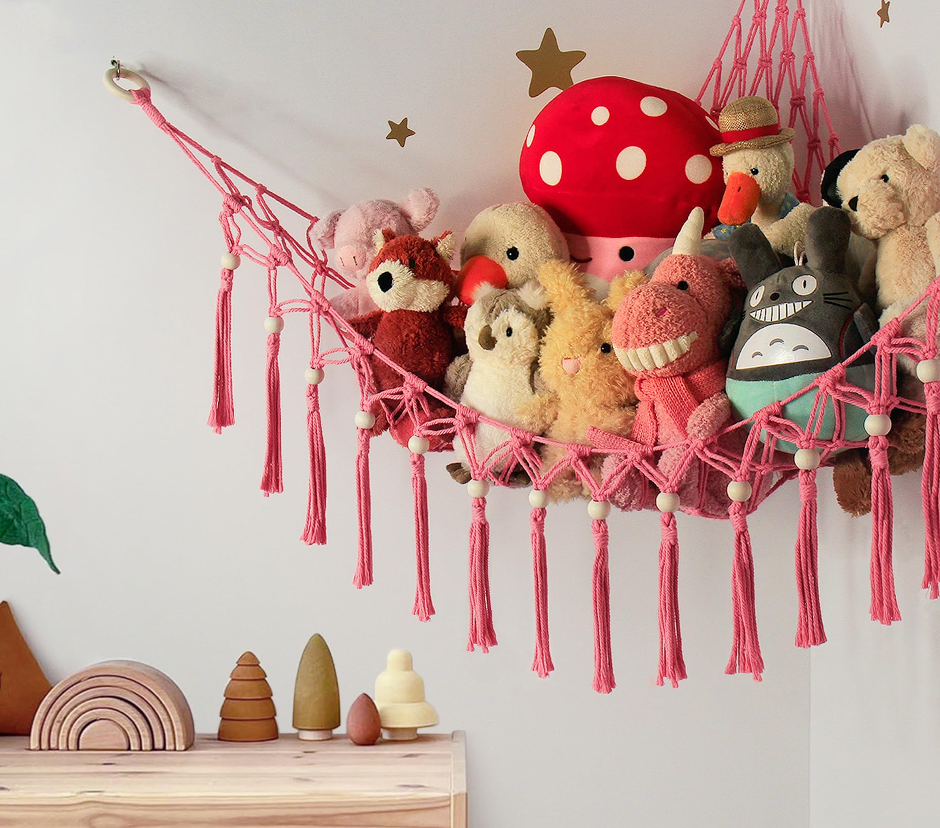 置物 karaMOVEAGIN 2PCS Stuffed Animal Hammock Corner, 78 Inch Stuff Animal