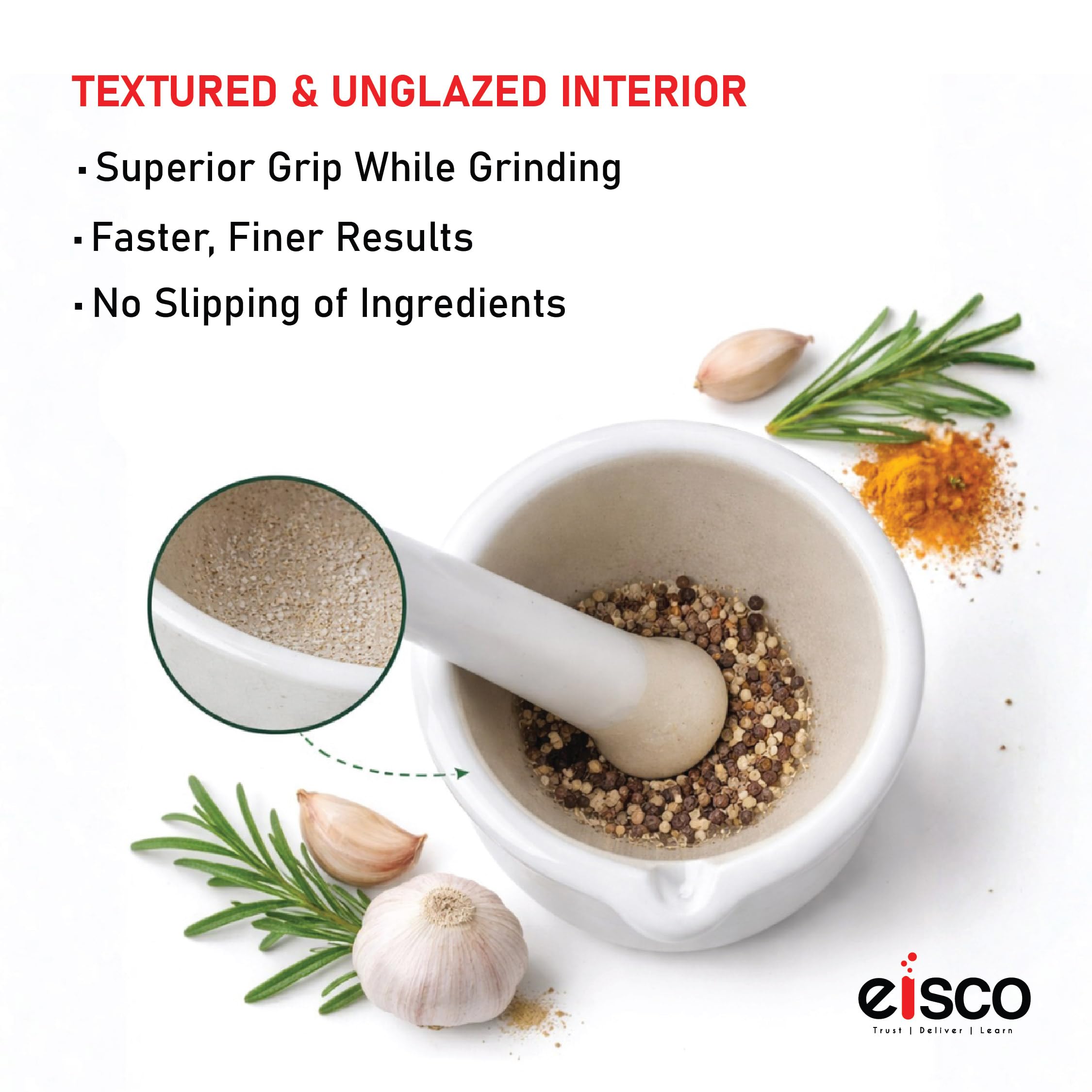 EISCO Mortar & Pestle Set - Porcelain Grinding Bowl -7 EISCO Mortar & Pestle Set - Porcelain Grinding Bowl -7