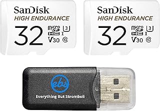 SanDisk High Endurance 32GB MicroSDHC Memory Card (2 Pack) for Dash Cams & Home Security System Cameras (SDSQQNR-032G-GN6IA) Class 10 Bundle with (1) Everything But Stromboli MicroSD Card Reader