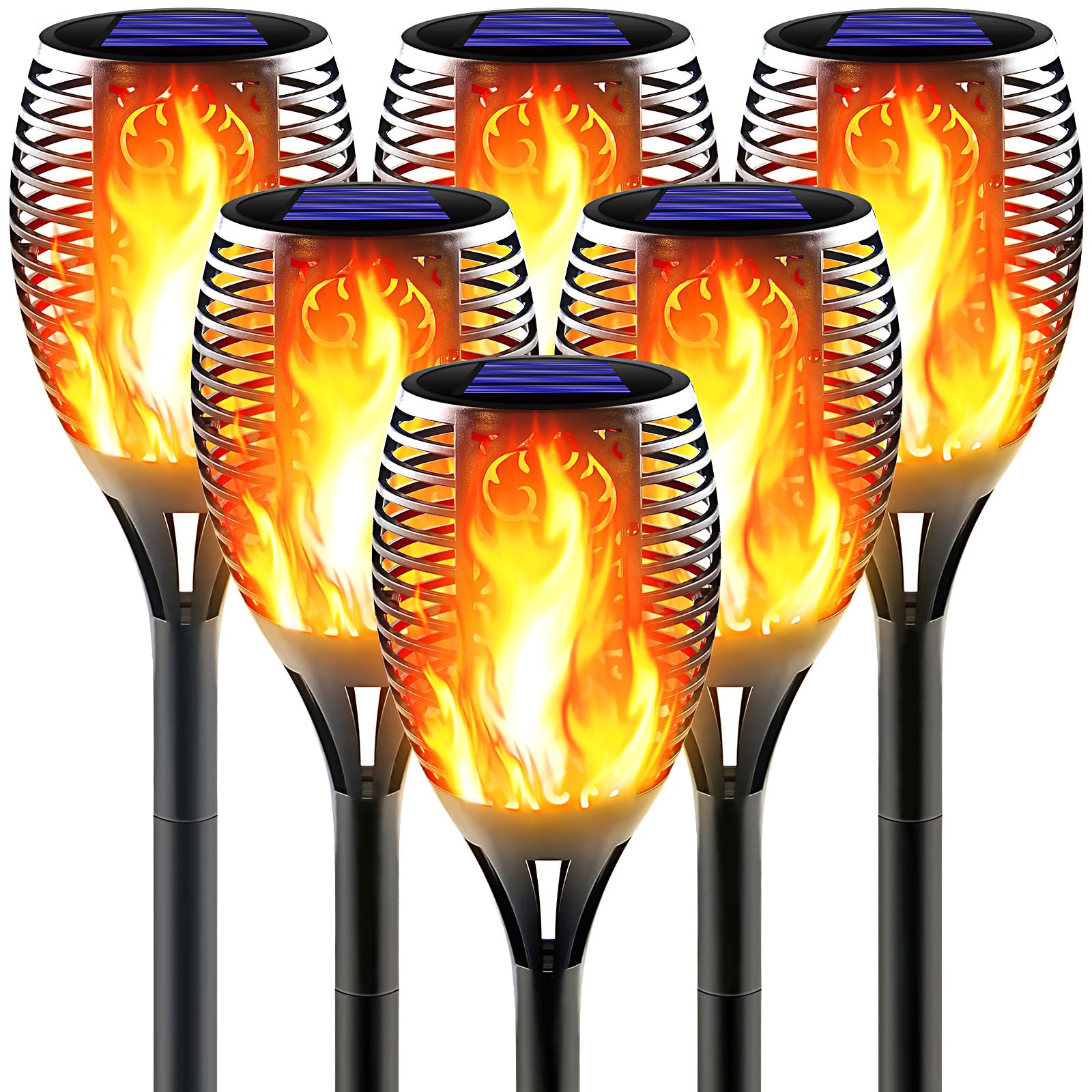Große Solar-Taschenlampe mit flackernder Flamme, für den Außenbereich, dekorative Solar-Tiki-Fackeln für den Außenbereich, superhelle Landschaftsbeleuchtung für Hof, Garten, Weg, Auto On/Off