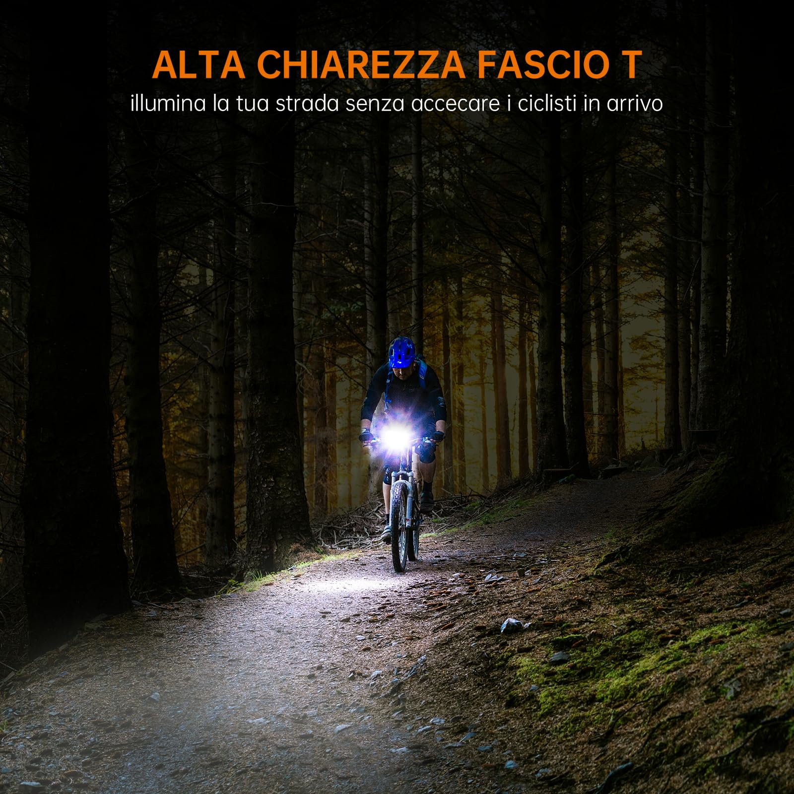 RAVEMEN CR1000 Fanalini Anteriori per Bicicletta, 1000 Lumen Lente antiriflesso con fascio a T Luce Anteriore, Cavalcare di Notte Pulsante remoto cablato Resistenza all'acqua IPX6 USB-C Ricaricabile