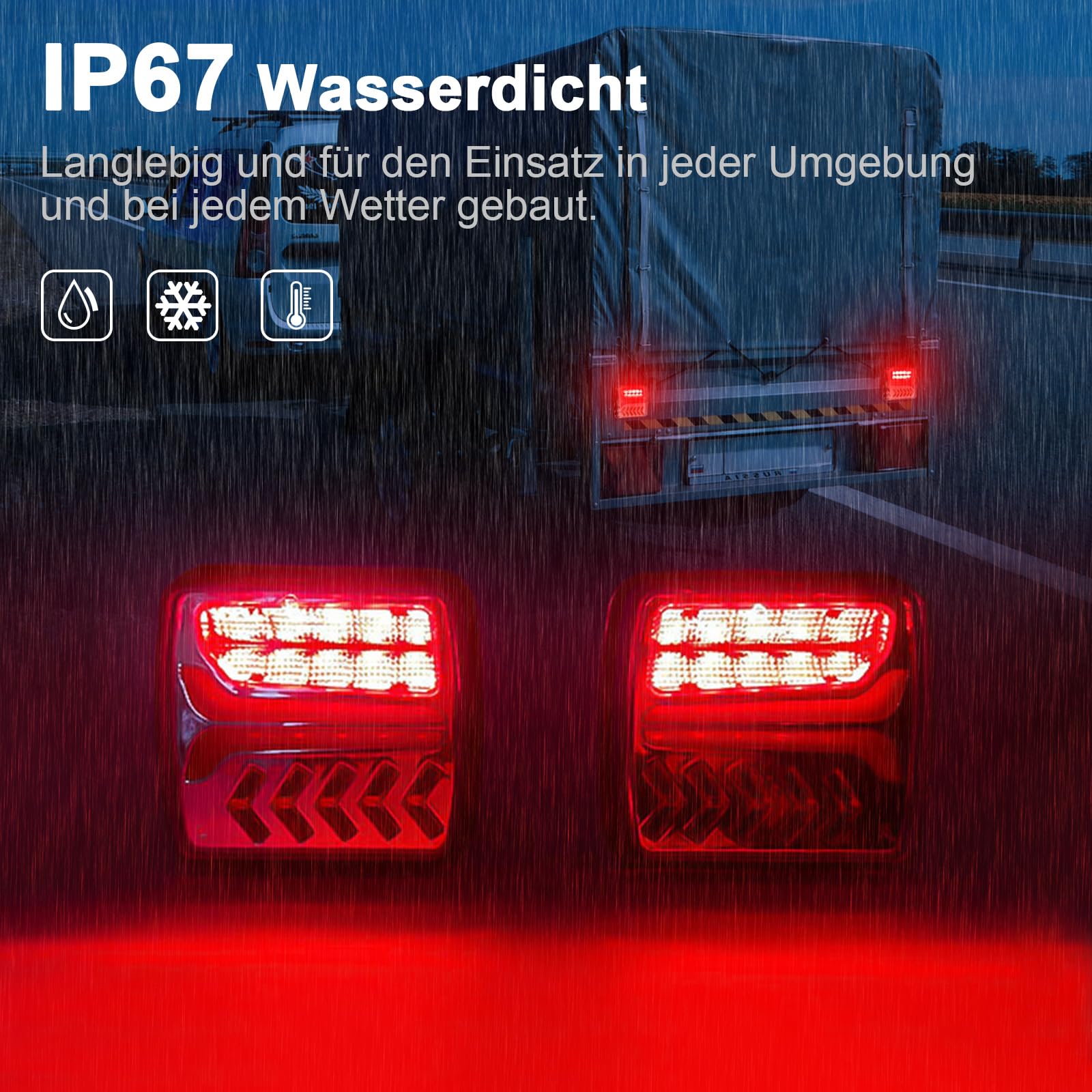 Dinfu kabellose LED Rückleuchten Anhänger mit Magnetfuß 12V-24V | LED anhänger licht Set mit 7 Polig Stecker IP67 Wasserdicht für Pkw Anhänger Lkw Wohnwagen Traktor