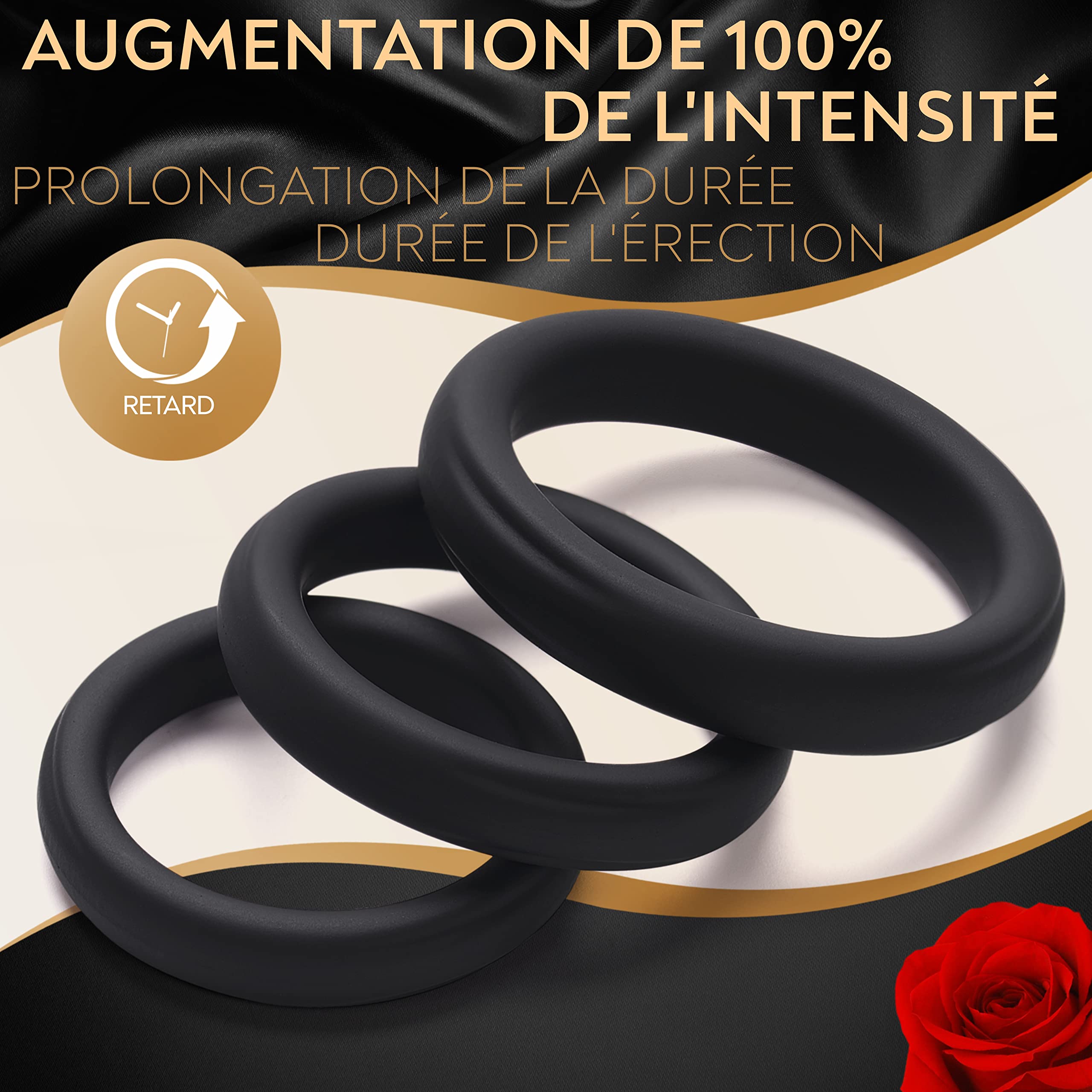 Ensemble De 3 Cockrings (anneaux Péniens) En Silicone Extensible - Aide à L'érection - Sextoy