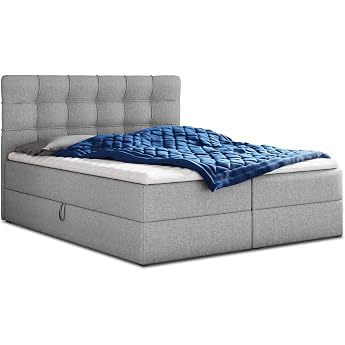 Sofnet Boxspringbett Best mit 2 Bettk sten Doppelbett mit Bonell-Matratze und Topper Polsterbett Bett Bettgestell Stilvoll Schlafzimmer Grau Inari 91 140 x 200 cm