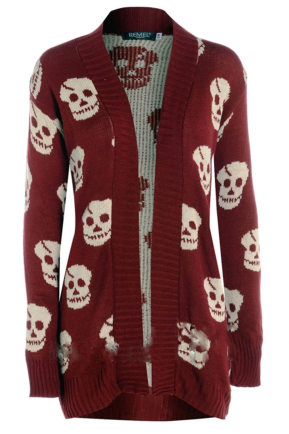 Women's Skull Print Knitted Long Sleeve Jumper Open Cardigan