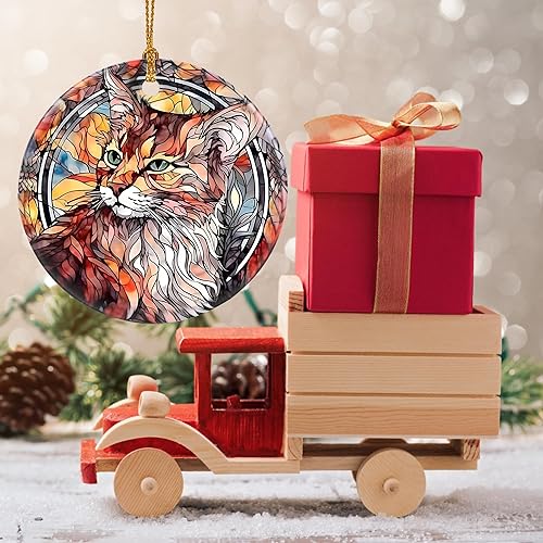 Miniatura 7 de Touber Adorno de gato 2023, adorno de Navidad 2023, decoración de Navidad, idea de regalo de vacaciones, recuerdo de reliquia, cerámica redonda,