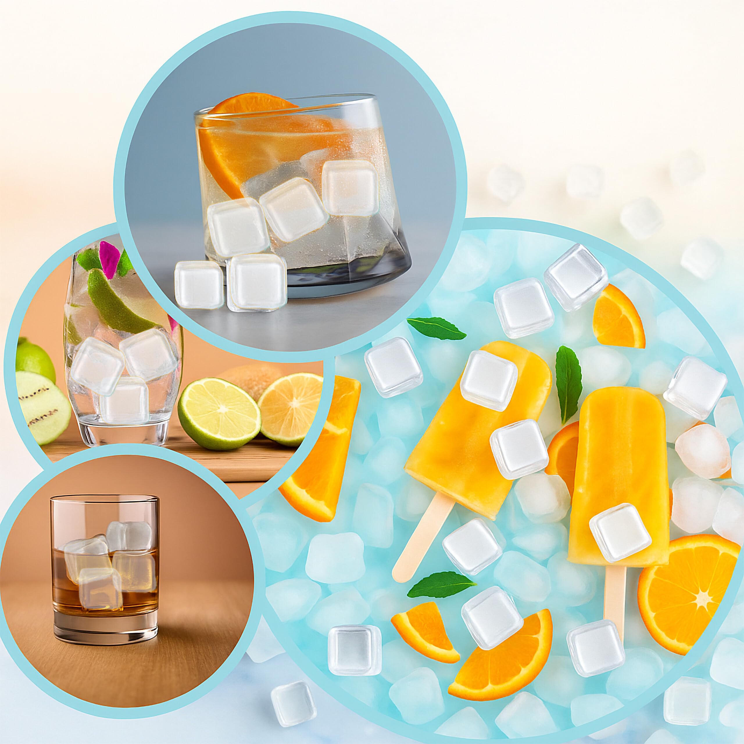 Relaxdays Cubetti XXL da Ghiaccio Riutilizzabili, Set da 24, Refrigerante in Plastica, per Bevande, Feste, Trasparenti