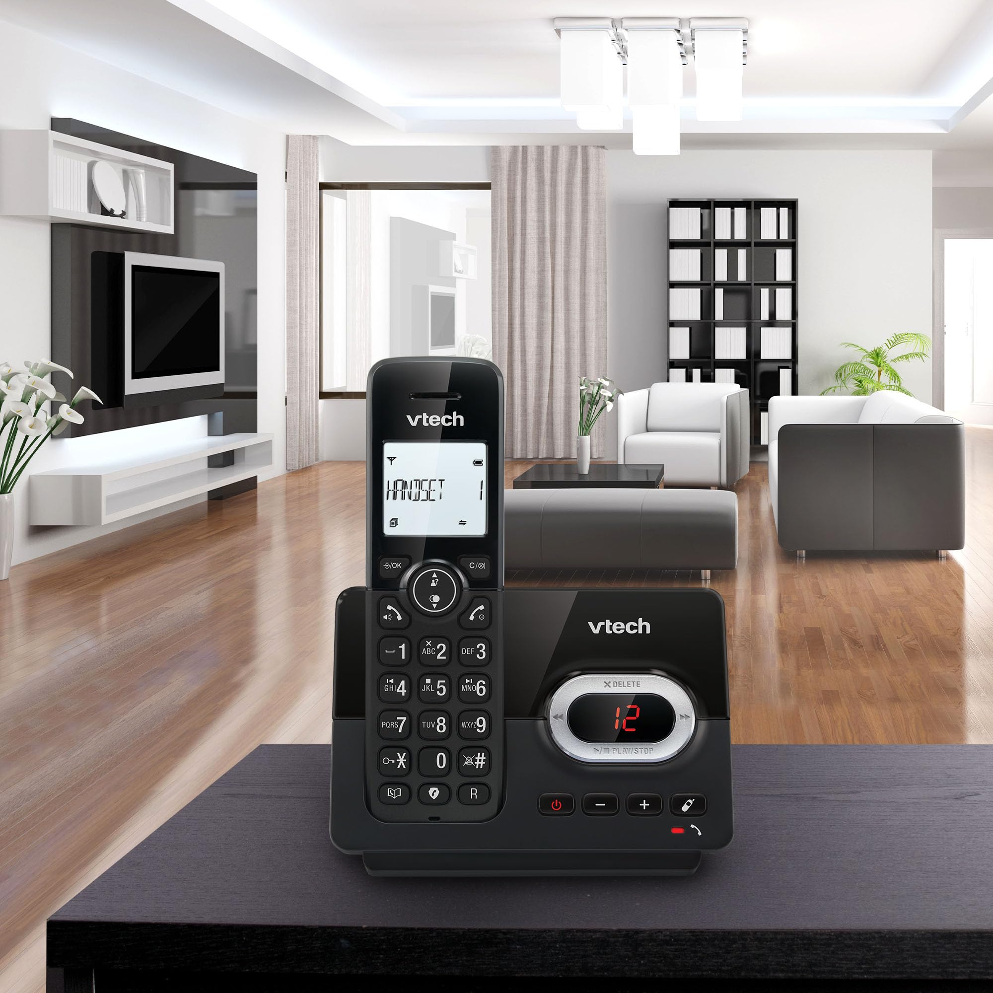 VTech CS2050 Telefon bezprzewodowy z automatyczną sekretarką, tryb Eco+, telefon dla seniorów, telefon bezprzewodowy, blokada połączeń, funkcja głośnomówiąca, duże przyciski, wyświetlacz 1-liniowy,