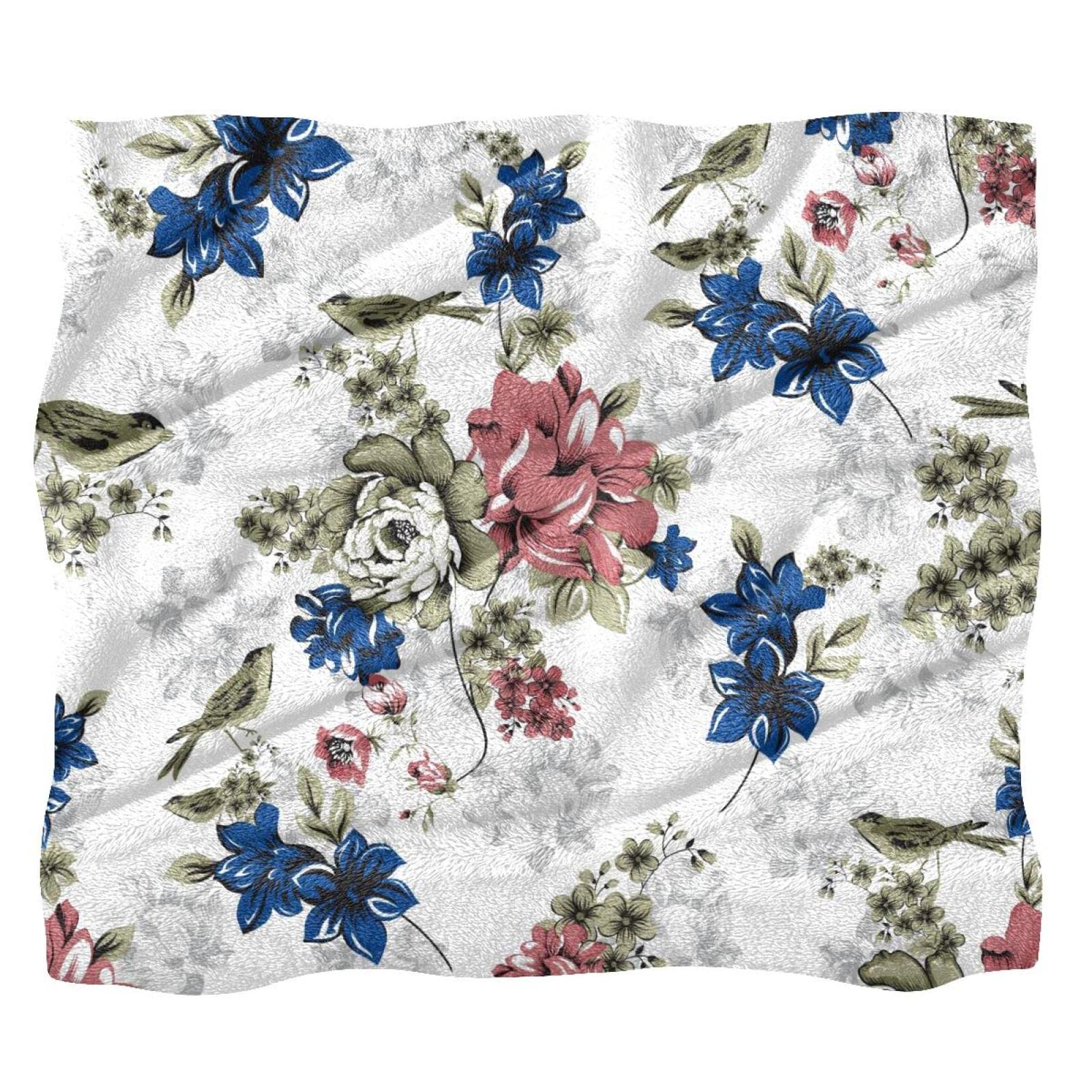 Plaid polaire doux motif oiseaux jeté de canapé chaud et léger