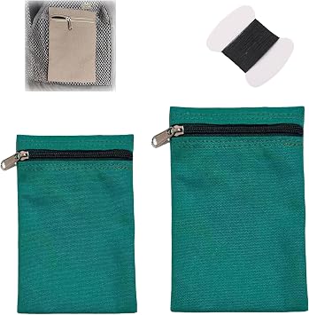 2Pc Sew-in Side Pocket with Zipper,Coat Inside Pockets,Travel Security Pocket Hidden Wallet,Secure Side Pocket for Mastectomy Recovery, Pockets for Clothing Including Coats,Sweatshirts Green