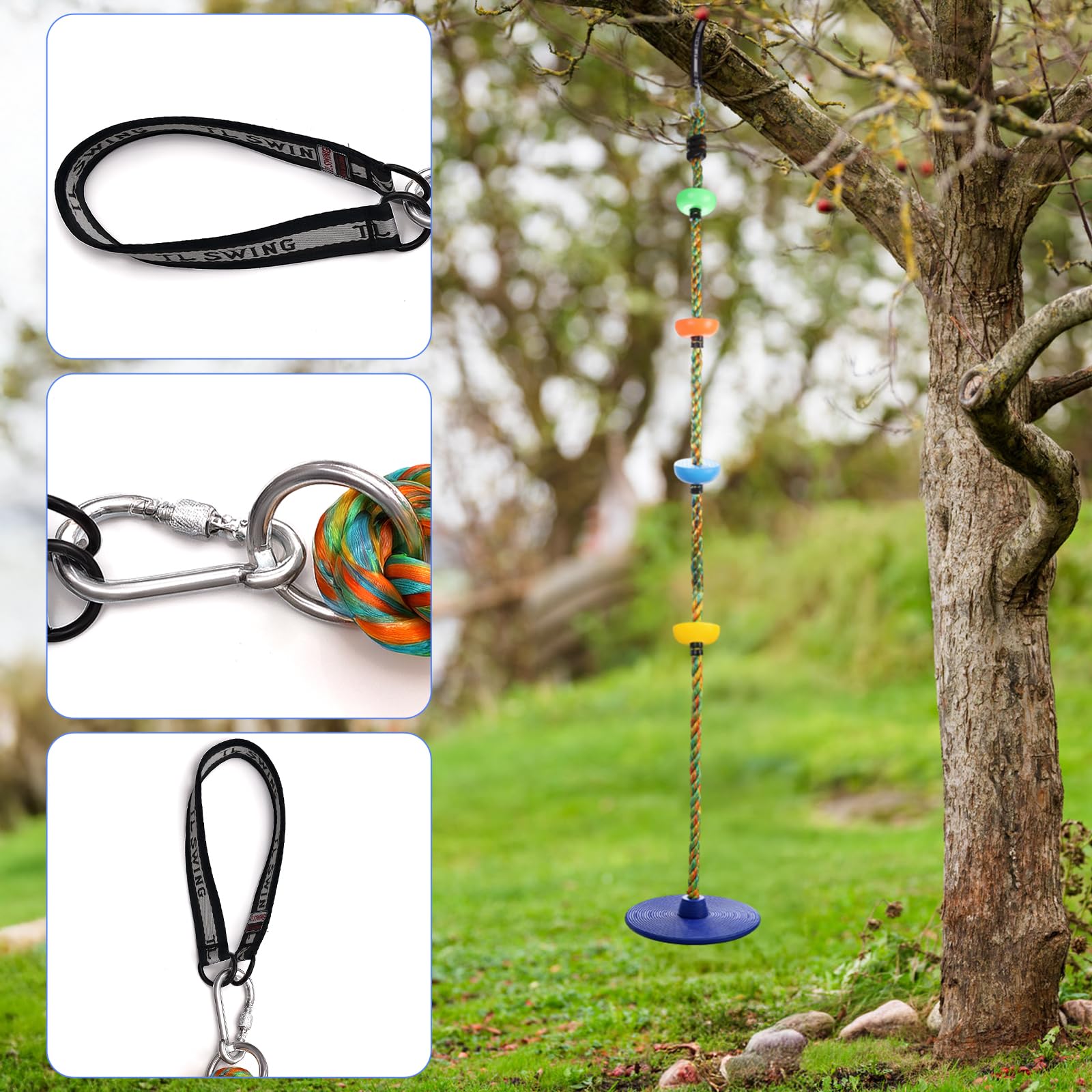 Altalena per bambini, per attività all'aria aperta, con piattaforma, per bambini, albero disco, altalena, corda per arrampicata all'aperto, altalena, per giardino, portata fino a circa 200 kg