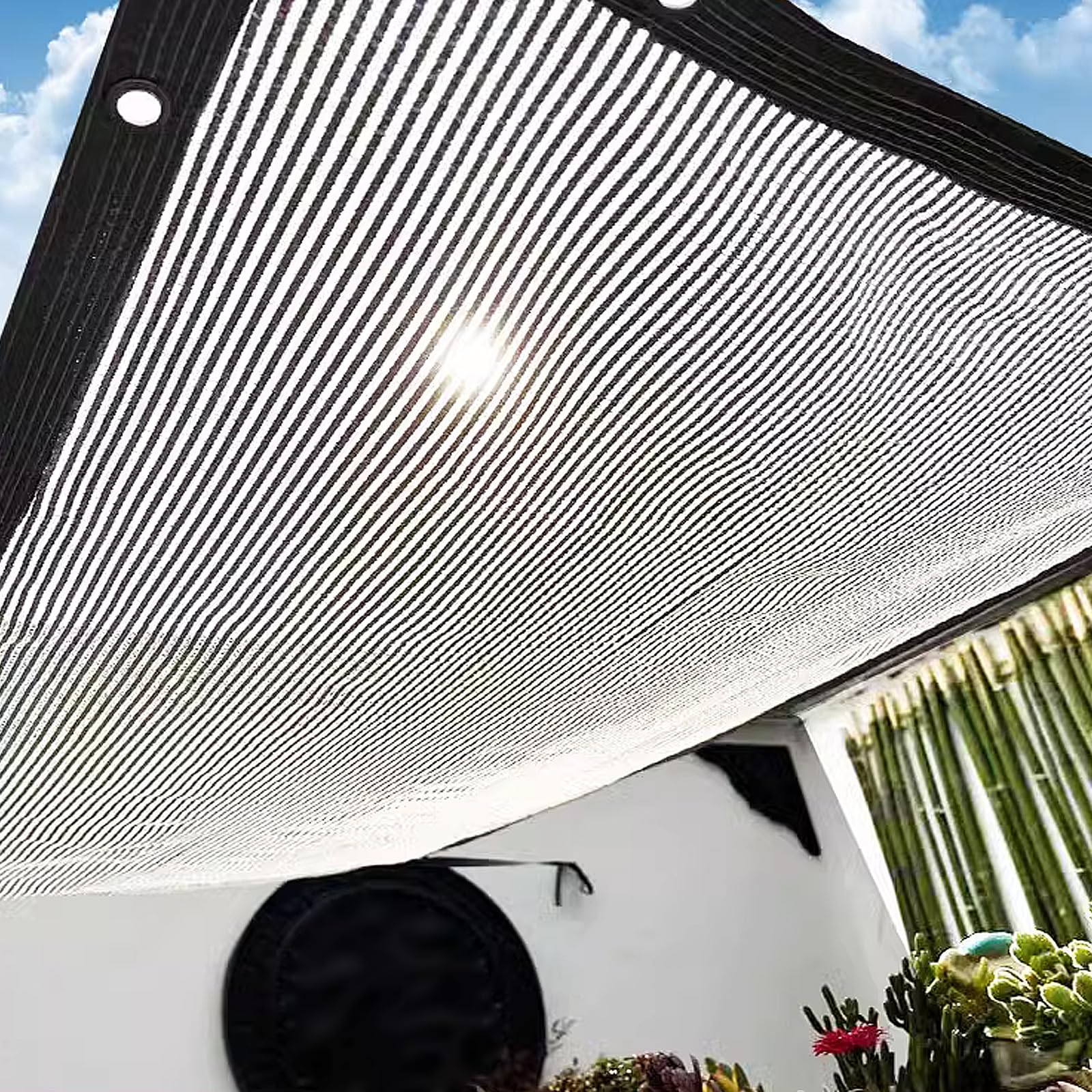 55% tkanina do roślin oddychająca siatka kwiatowa szklarnia ochrona przed słońcem folia aluminiowa Sn przelotki w zestawie (3 x 9 m 9 m)