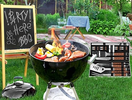 Miniatura 9 de POLIGO Cepillo de alambre seguro y raspador para todas las parrillas de barbacoa, paquete con 22 accesorios para parrilla de barbacoa en caja de