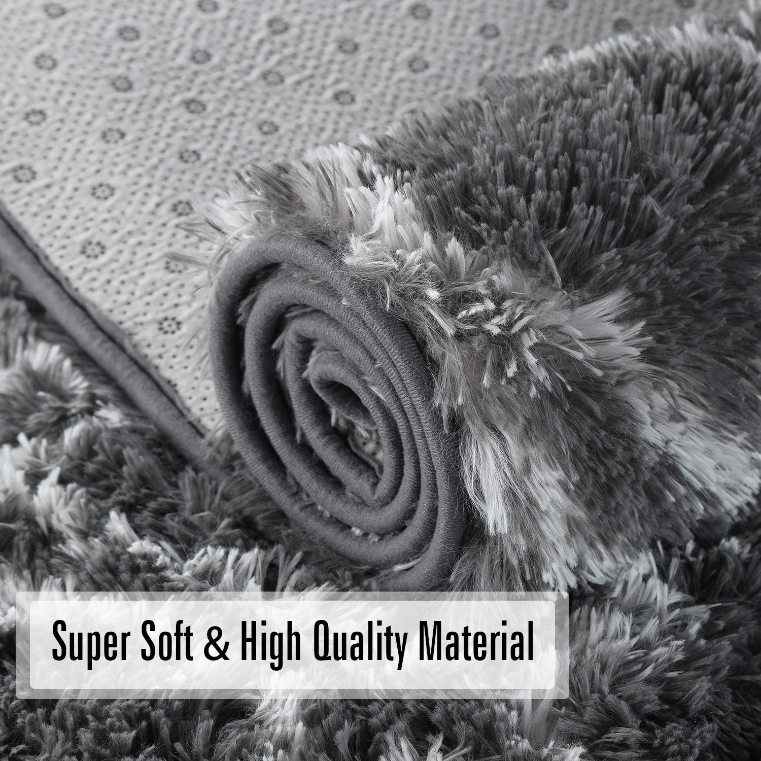 Black Friday 🔥 Andecor Geometric Bedroom Rugs - 5 x 8 Feet Shaggy Area Rug Mordern Indoors for Living Room Girls Boys Kids Room Dorm Nursery Home Holiday Decor Floor Carpet, Dark Grey & White