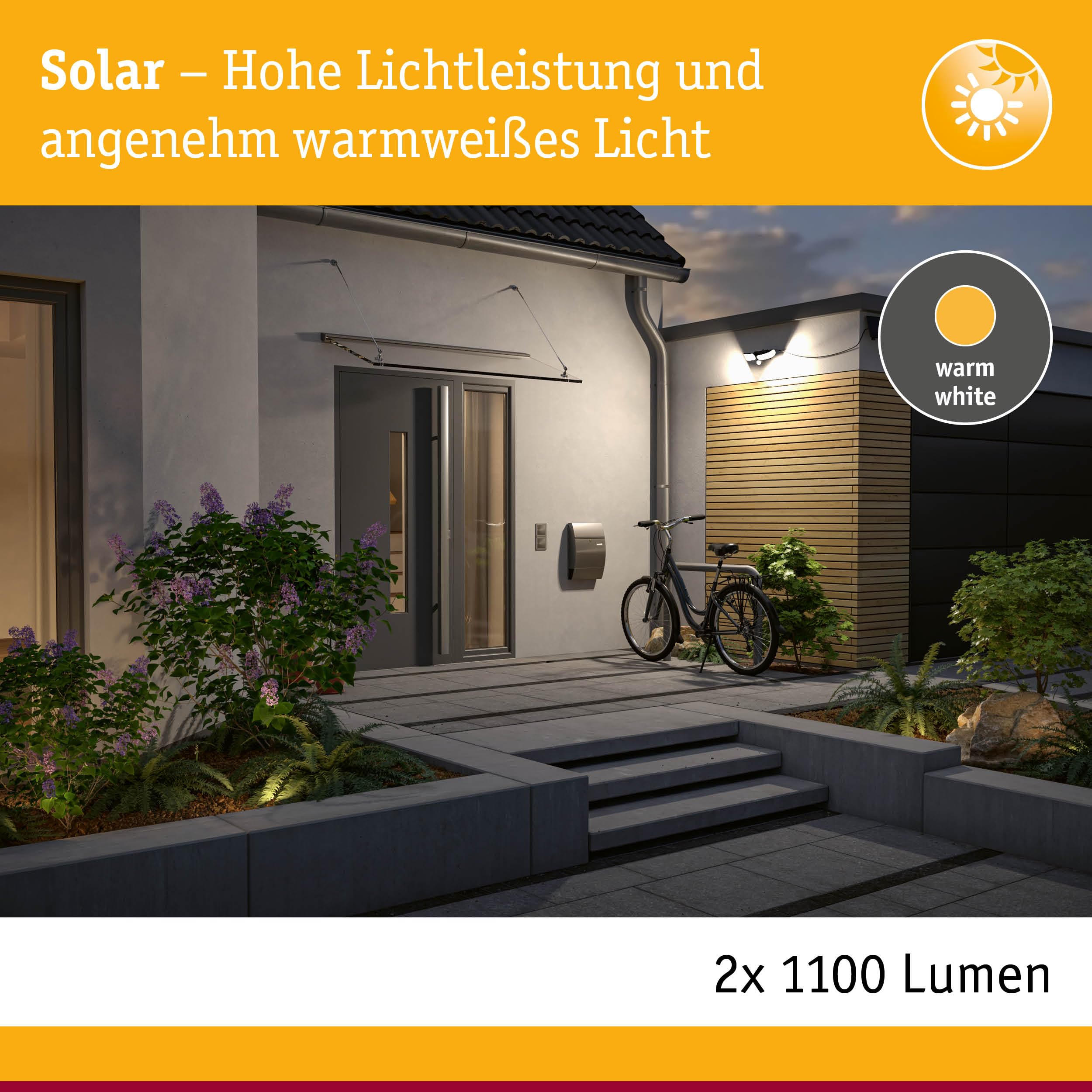 Paulmann Zewnętrzny reflektor solarny Sonlig IP65 3000 K USB PIR antracyt 94610