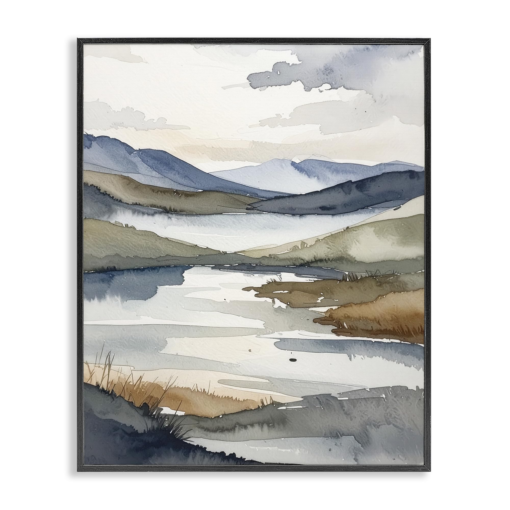Stupell Industries 'Flow Of Water Pond', Framed Giclee Art, Black, 16 x 20 Inches, Easy to Hang and Sturdy, Made in USA, by Alonza Saunders