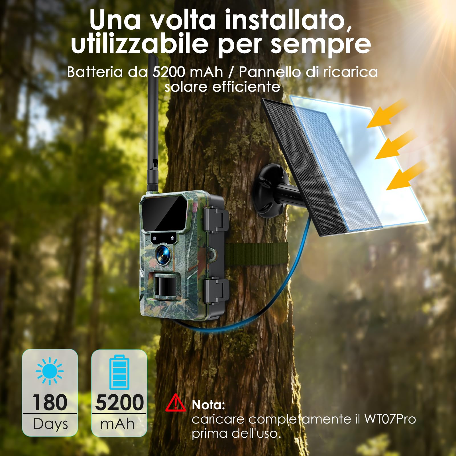 VTAC TELECAMERA SMART 4G HD PTZ CON PANNELLO SOLARE VISIONE NOTTURNA E Sensore Di Movimento Sku 11615 Vt 11024 4g