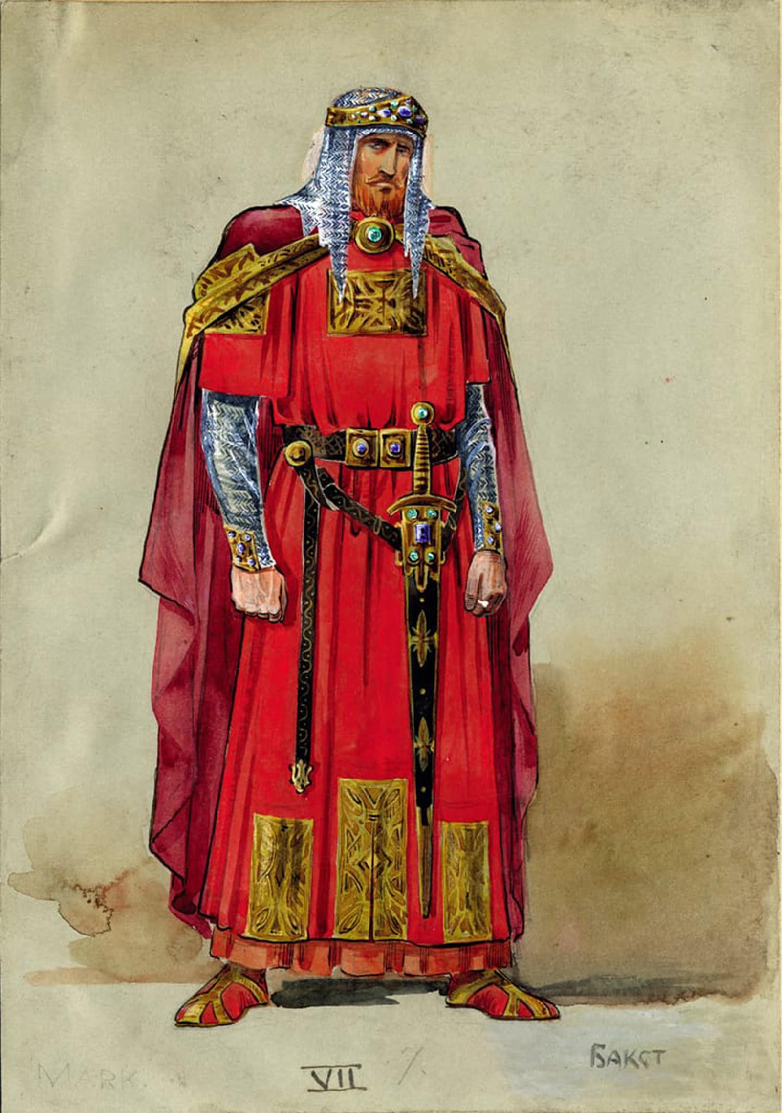 ARTXLXXBN Famous Painting Canvas Artwork Graffiti Print Medieval Canvas Painting Picture by Leon Bakst Portrait Canvas Image for Home Decor 60x90cm