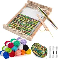 LYKTRIX Tear de tecelagem para crianças, kit de tecelagem de madeira, kit de tear para crianças de 8 a 12 anos, ótimos teares de tricô para iniciantes e meninas acima de 6 anos, contém fio de