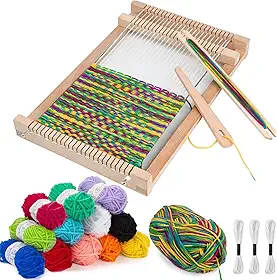 LYKTRIX Tear de tecelagem para crianças, kit de tecelagem de madeira, kit de tear para crianças de 8 a 12 anos, ótimos teares de tricô para iniciantes e meninas acima de 6 anos, contém fio de