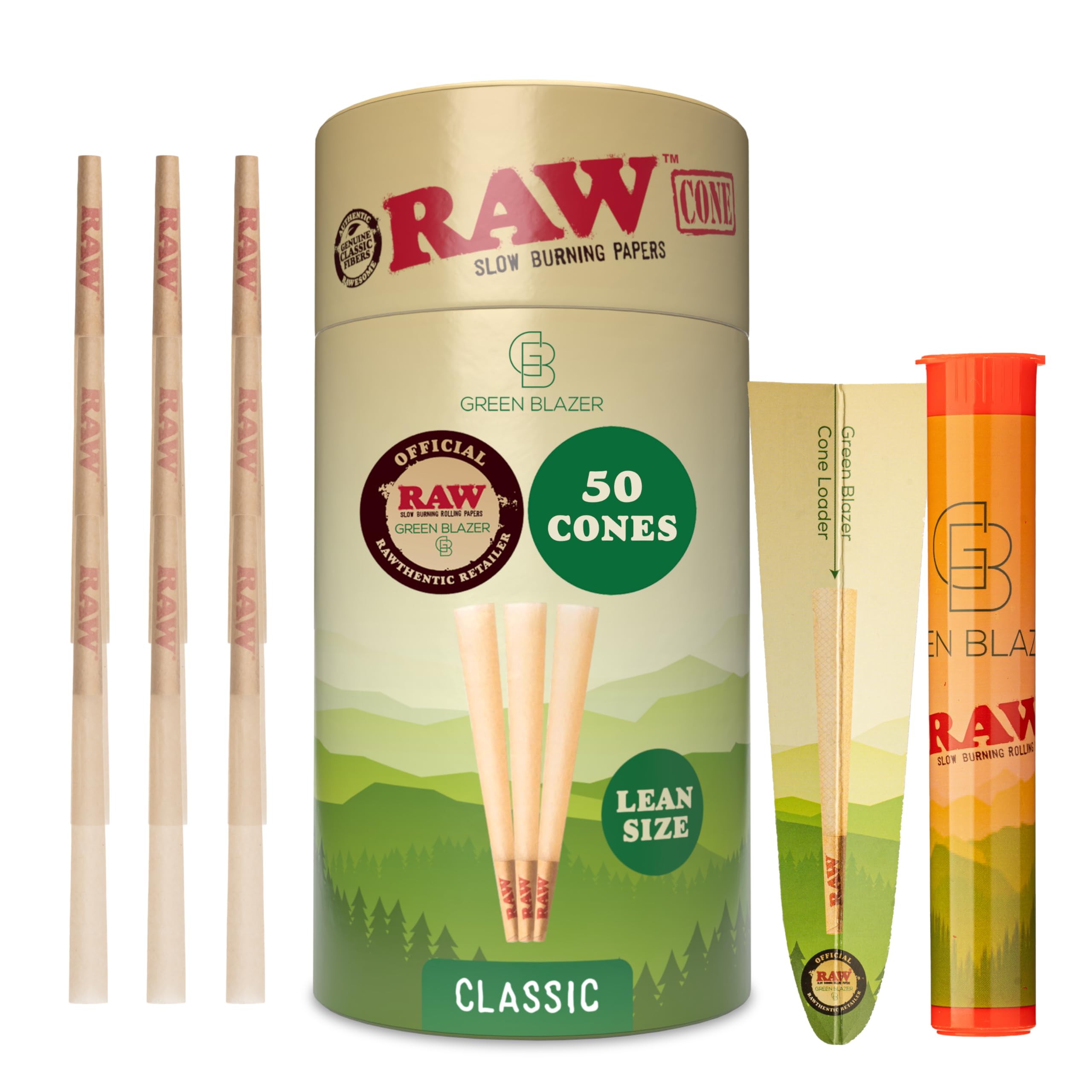 RAW Cones Classic Lean: 50 Pack Slim Pre Rolled Cones - tobacco related products | Mubboo