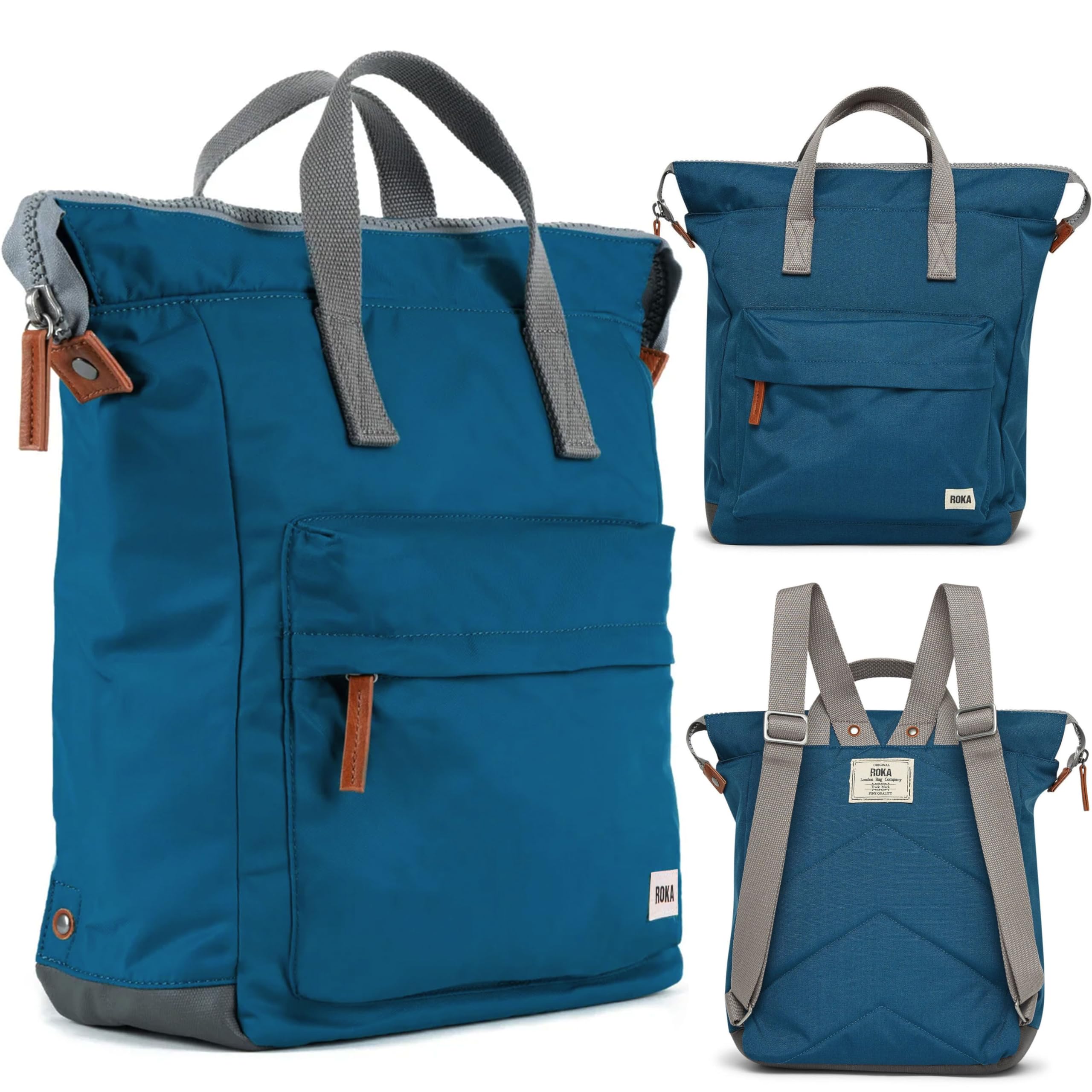 ROKA Bantry Tote Backpack for Women, Men & Kids - Medium Backpack with Laptop Compartment & Multi Pockets for Work, School & Travel - Marine Blue