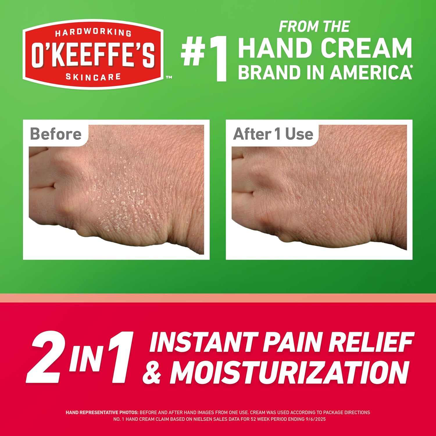 O'Keeffe's Working Hands Pain Relief Cream Skin Protectant with 4% Lidocaine and Cooling Peppermint Oil for Instant Relief from Pain, Itching, Irritation and Dryness, 3oz Tube - Image 2