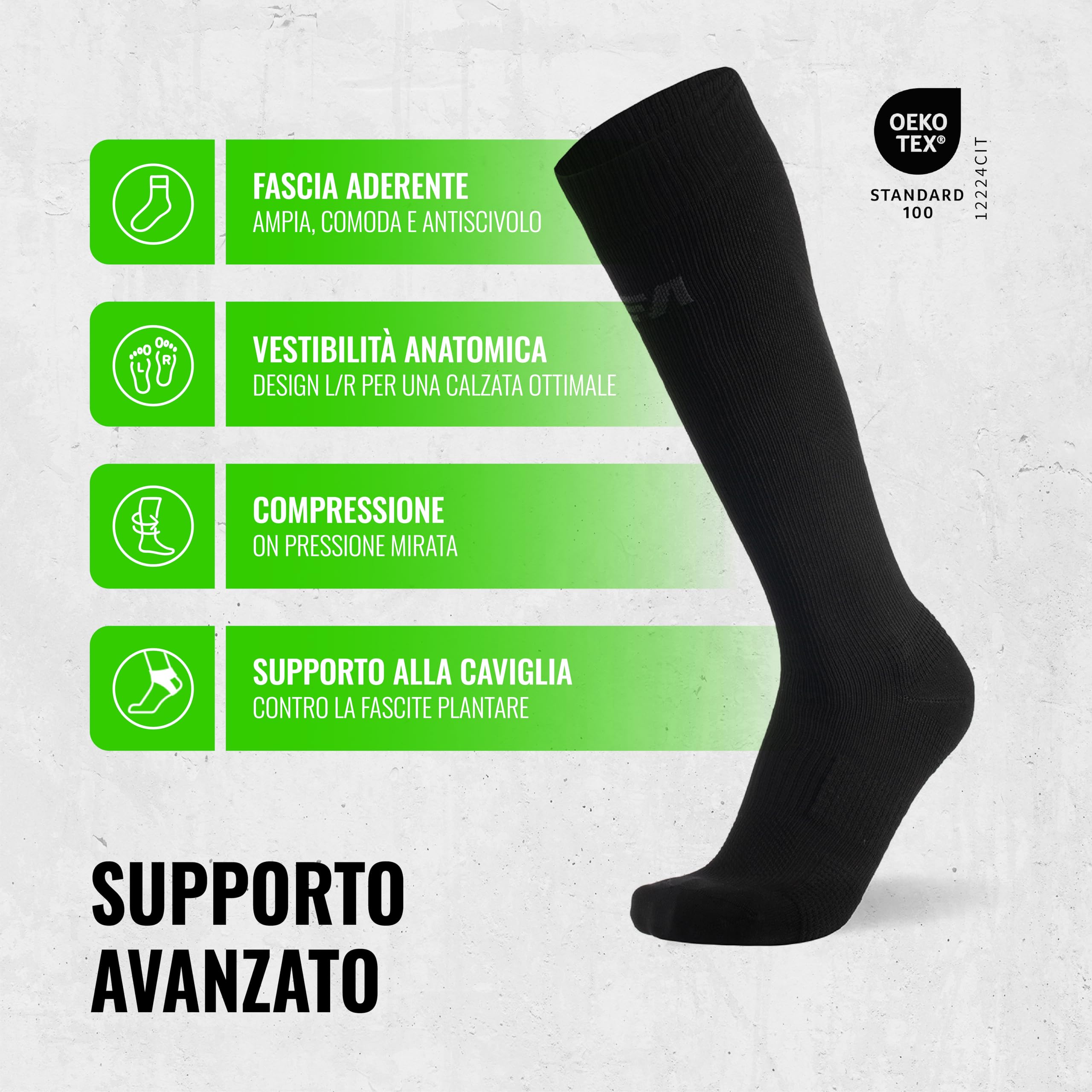 CFA V1 Calze Compressione Graduata Donna e Uomo | Calze Elastiche Sportive Per Circolazione, Vene Varicose, Gravidanza, Antitrombo, Ciclismo, Running | Made In EU FOR ATHLETES