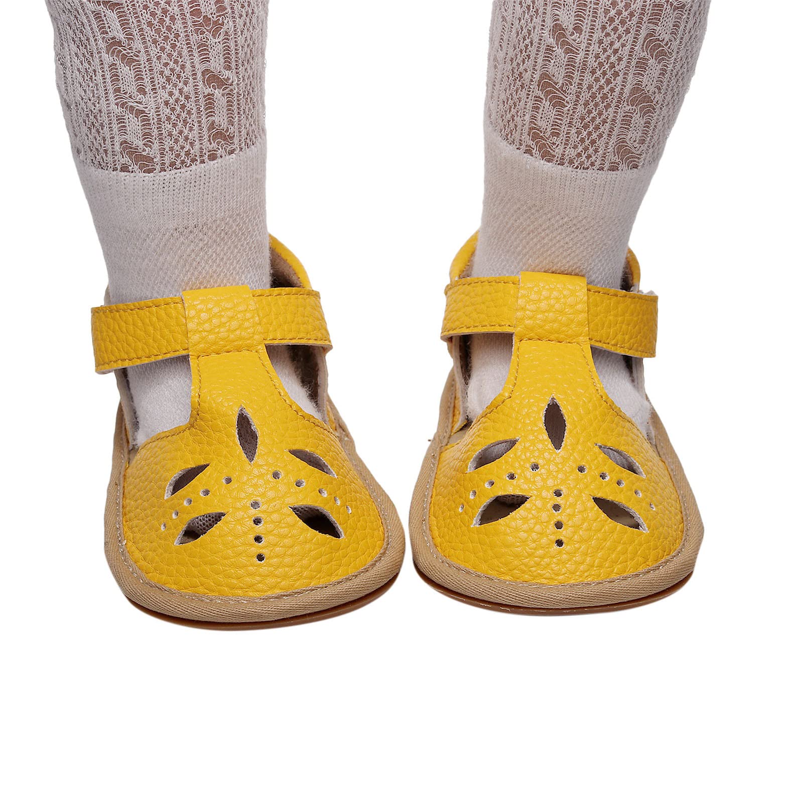 Baby Infant Boy Girl Sandals Shoes First Walking Shoes Soft Anti-Slip Rubber Sole Sneakers Fashion (Yellow, 8.5 Toddler)