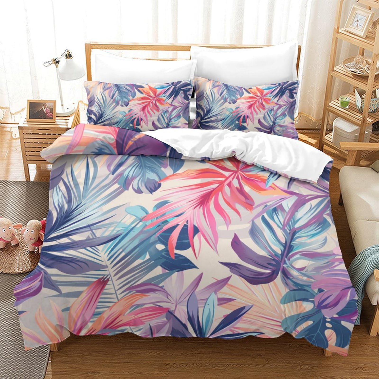 Parure de lit microfibre facile à laver avec fermeture éclair pour grand lit
