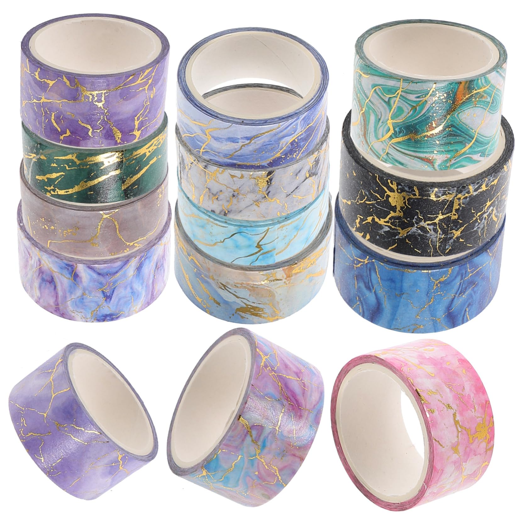 SHINEOFI 70rouleaux Lot Washi Tape Autocollants Marbrés Adhésifs Pour Scrapbooking Et Ruban Décoratif Pour Artisanat Et Journaux