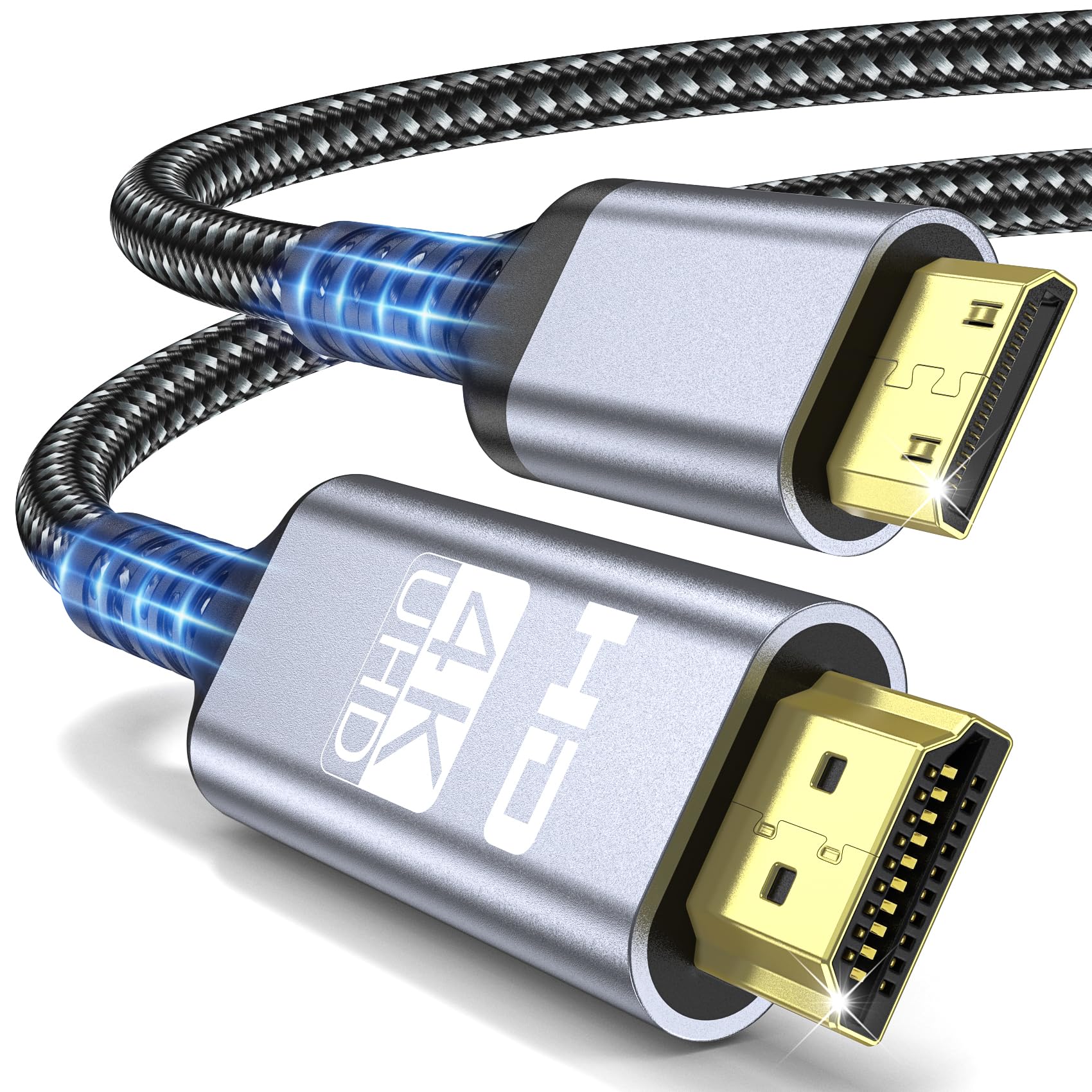 Kabel Mini HDMI do HDMI, 4K@60 Hz, 2K@120 Hz, 18 Gb/s HDMI do Mini HDMI z HDR UHD Arc HDCP, kompatybilny z kamerą, Raspberry Pi Zero, projektorem, monitorem, laptopem, HDTV (3M)