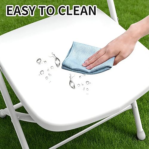Miniatura 8 de No Assembly 4 Pack White Folding Chairs, Lightweight Plastic Wedding Chair, Indoor & Outdoor Bulk Foldable Chairs for Banquet, Party, Picnic