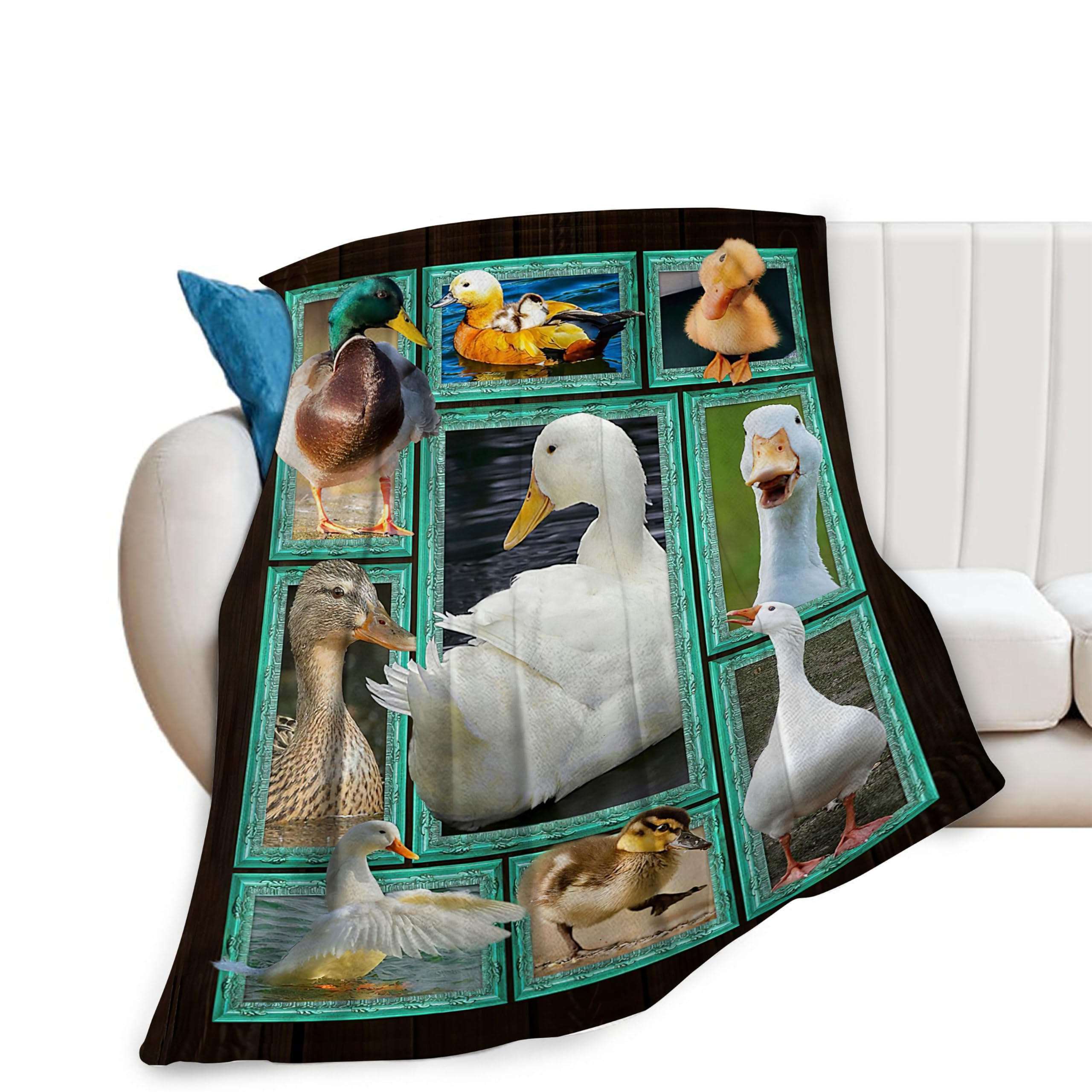 Duck Decor Throw Blanket - Warm, Soft, Plush, Lightweight Fleece Flannel Goose Stuff Blanket - Gifts for Girls, Boys, Kids, Baby, Women, Men, Adults -