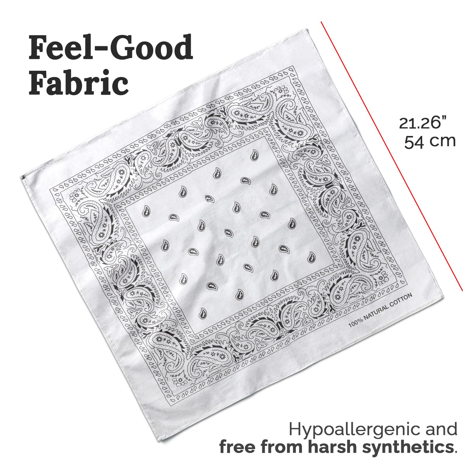 AURAE Biała bandana – 100% bawełna i naturalne włókna – biała chustka bez poliestru – miękka, trwała i nadająca się do prania w pralce – dla mężczyzn i kobiet – uniseks i dzieci – 2 szt