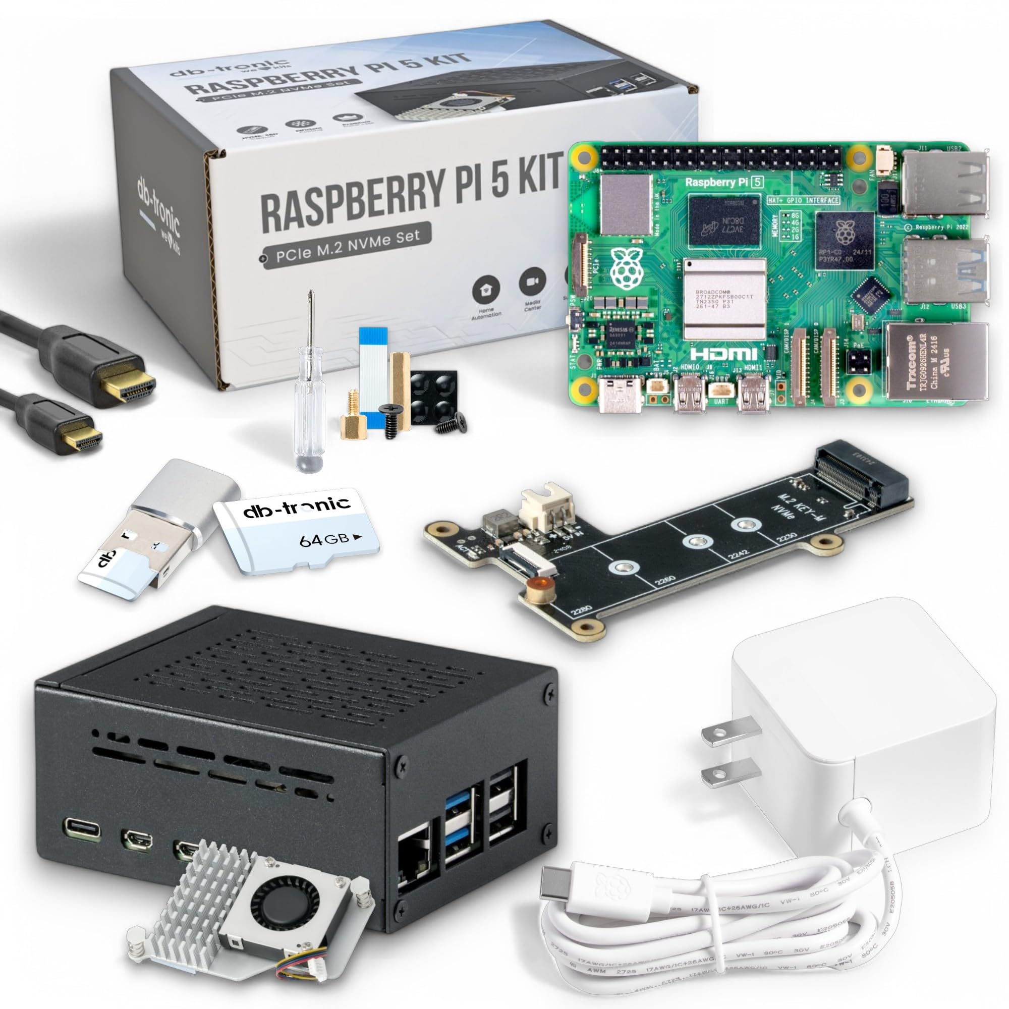 Raspberry Pi 5 8GB＋M.2 SSD 256GB＋クーラーセット Amazon.com: Raspberry Pi 5 8GB PCIe M.2 NVMe - Set | Metal