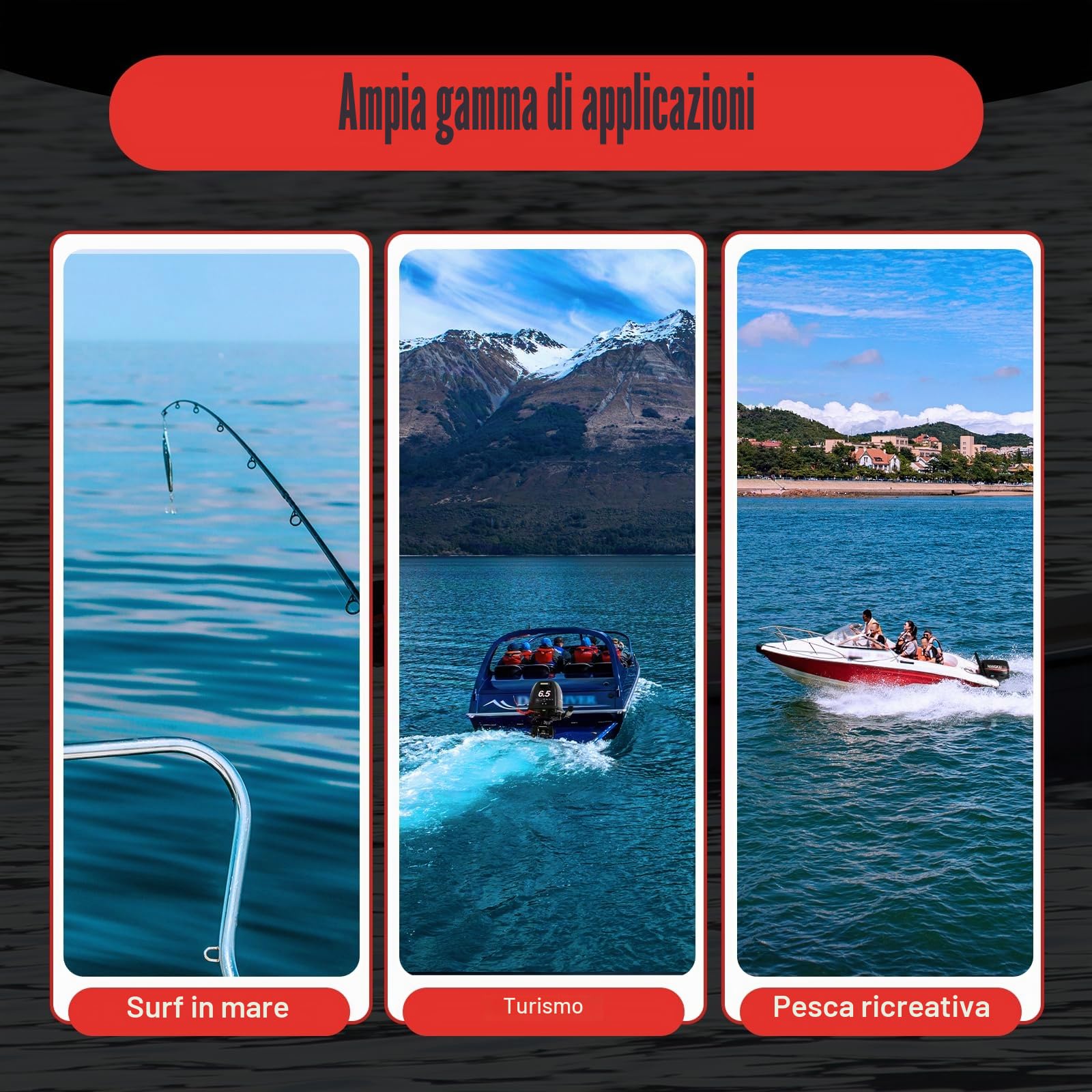 Motore fuoribordo a benzina, 123CC, motore esterno per barche con serbatoio del carburante e tubo, 4.8KW 6000RPM, 4 tempi 6,5 CV, motore esterno a canna corta per barche da pesca, barche