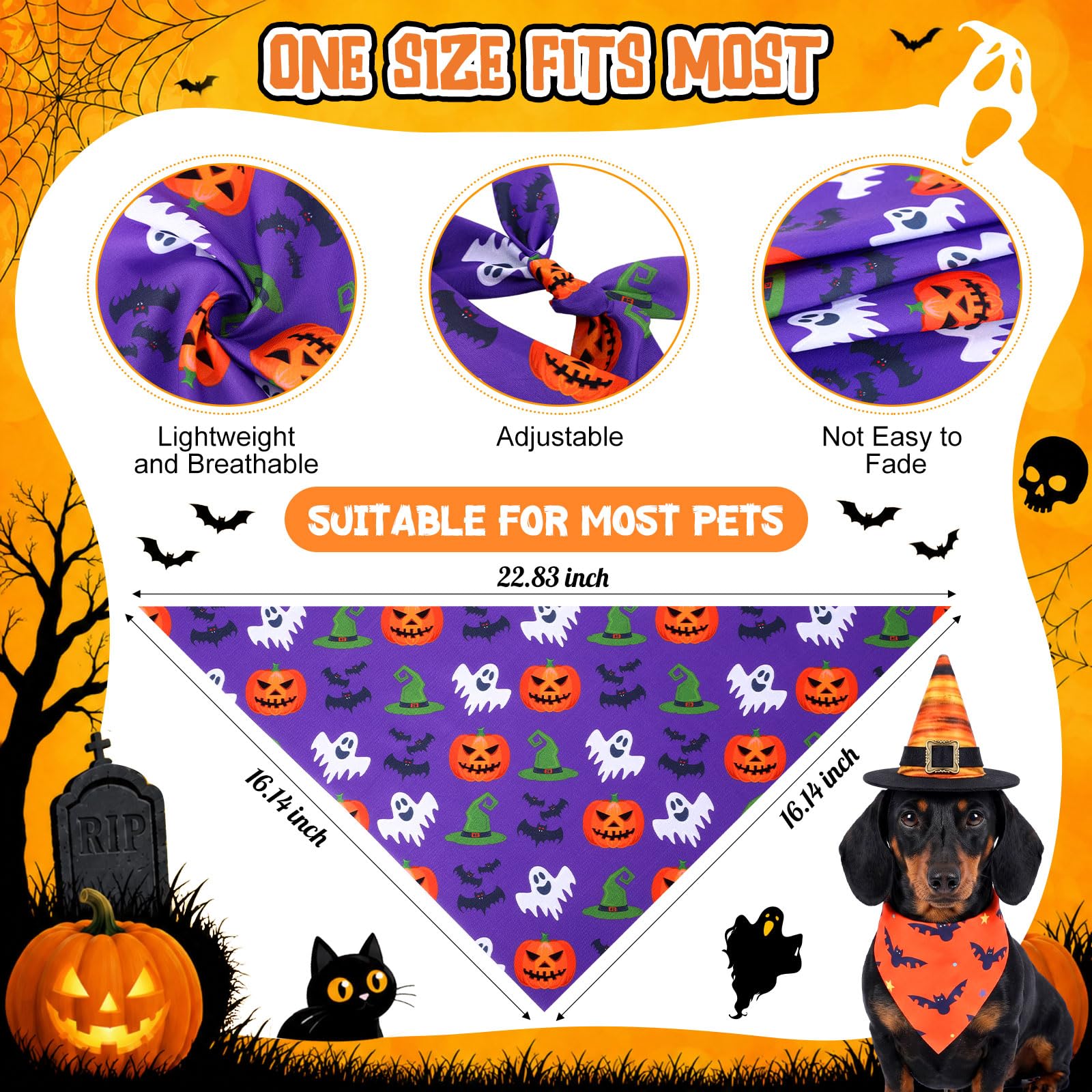 Chicingyou Bandane per cani, 180 pezzi, per Halloween
