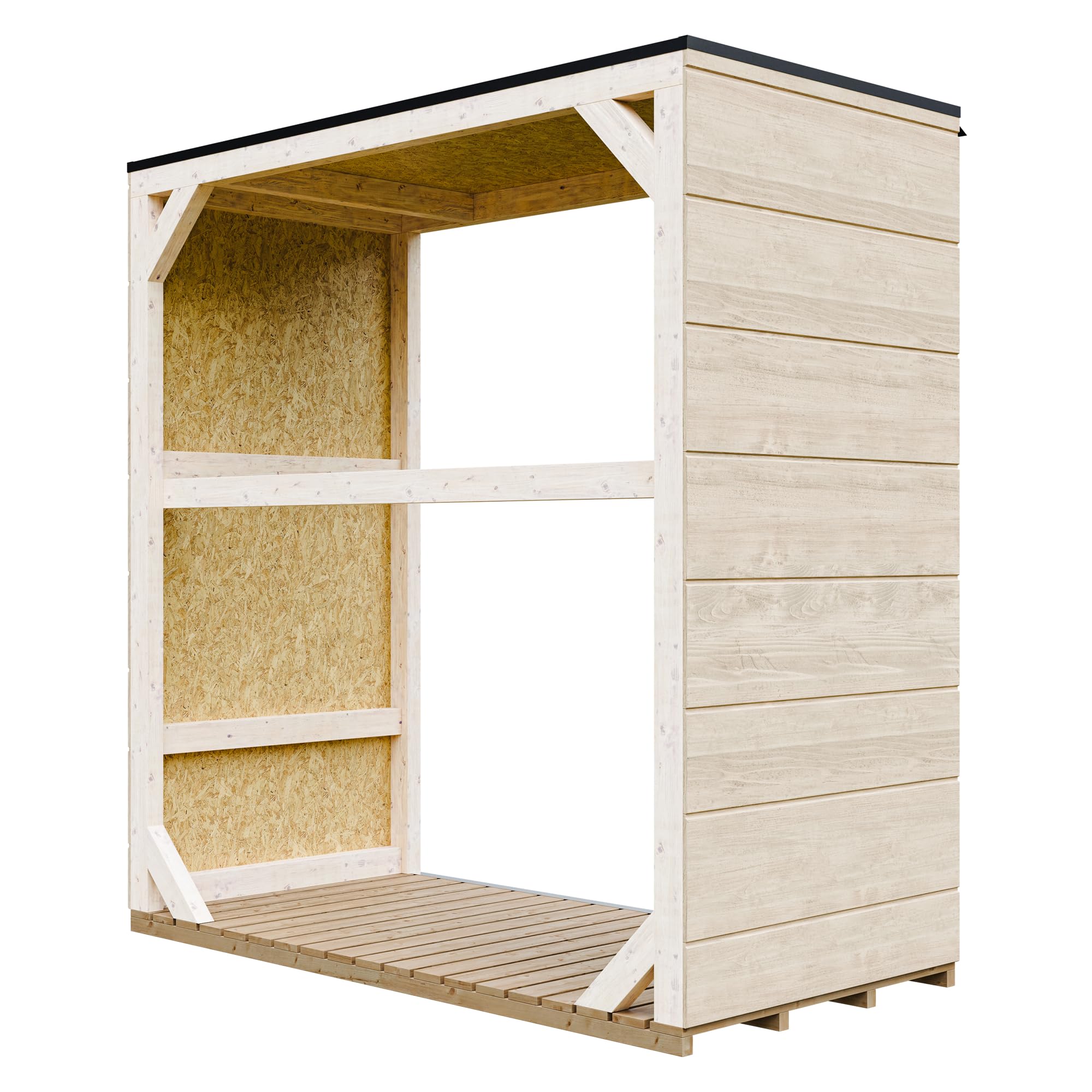 Zewnętrzny schowek na drewno opałowe 1,14 m² - 75 x 153 x H159 cm - odporna na warunki atmosferyczne wiata na drewno do ogrodu – M980-1