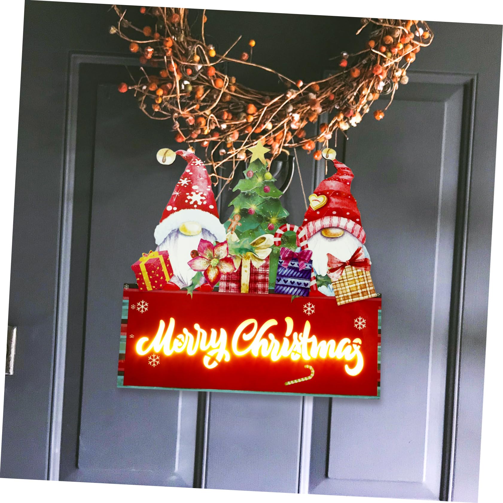 Adornos de Papá Noel Lantero Navideño para Puerta de Entrada Letreros Navideños de Madera para Puerta Decoración para Colgar la Pared Navidad